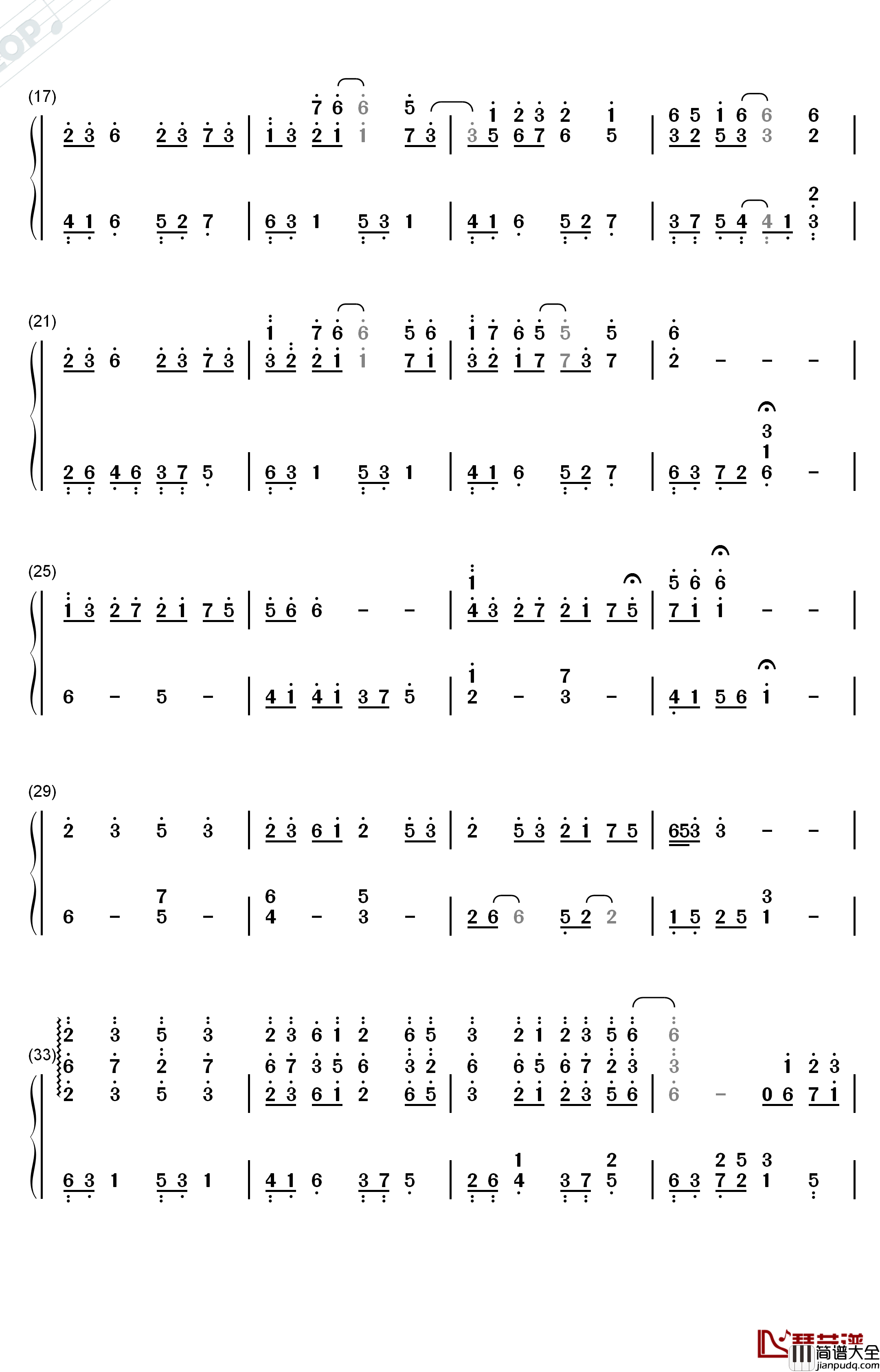 桜钢琴简谱_数字双手_経田康子