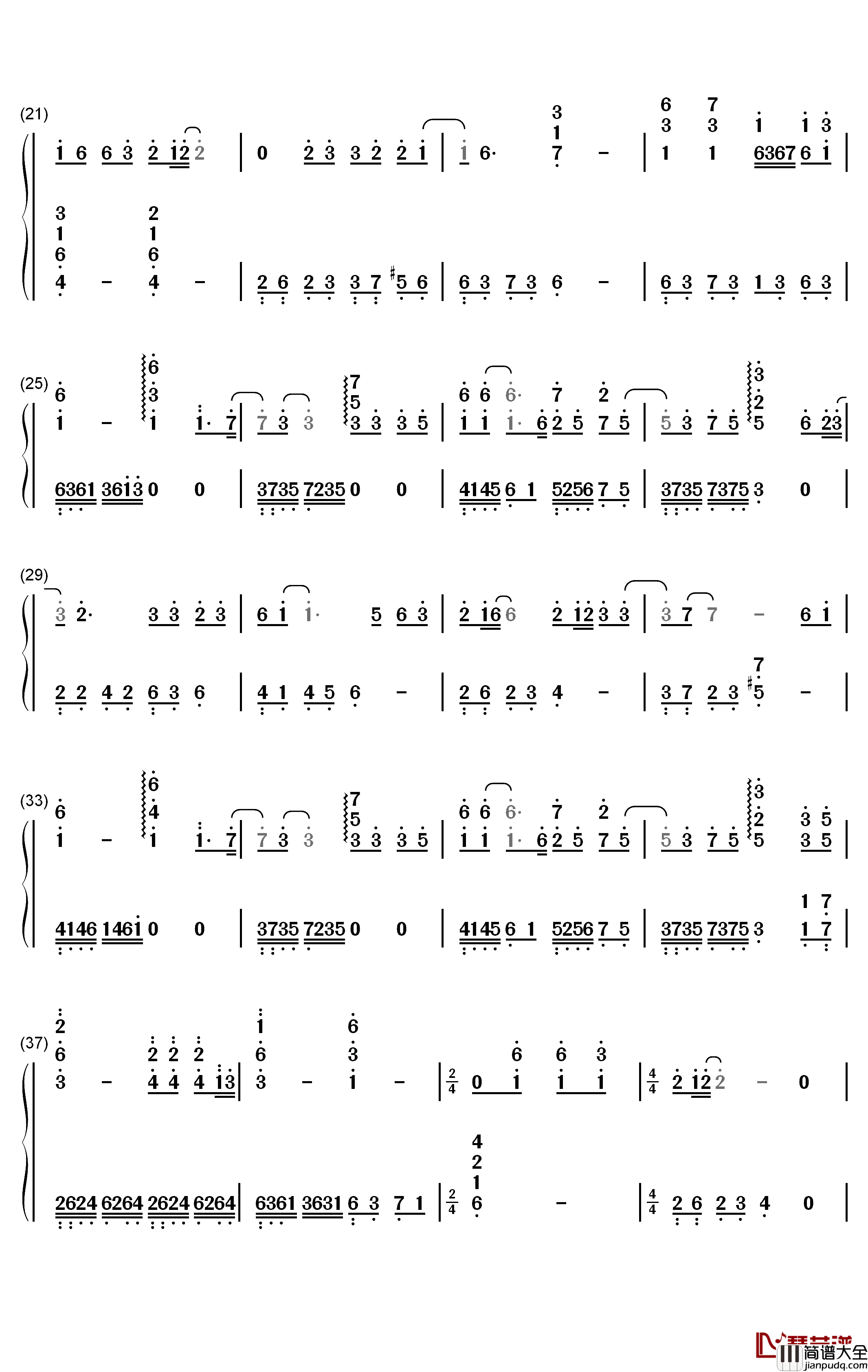 莫望钢琴简谱_数字双手_刘美麟