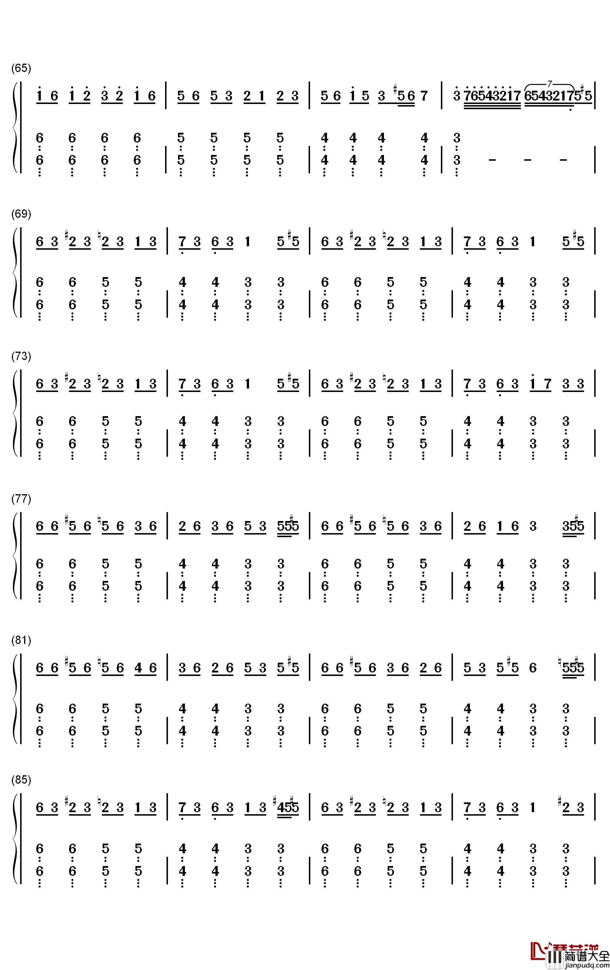 达拉崩吧钢琴简谱_数字双手_洛天依_言和