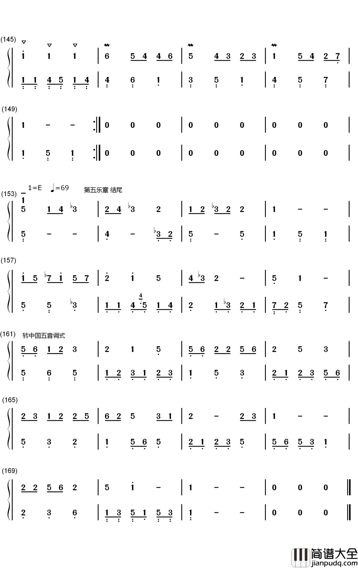 木毛组曲钢琴简谱_数字双手_IDW哒