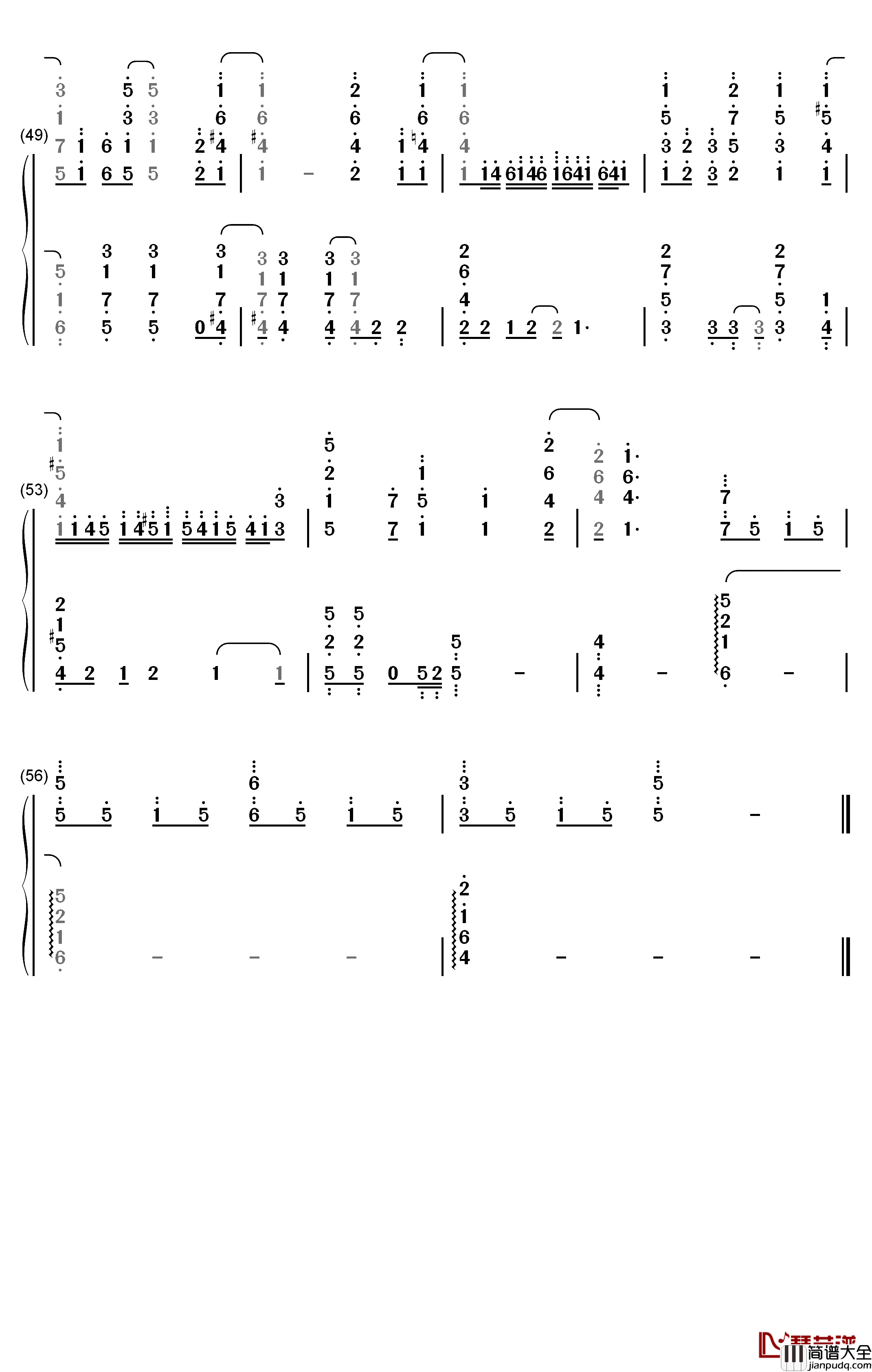 水槽钢琴简谱_数字双手_中岛爱