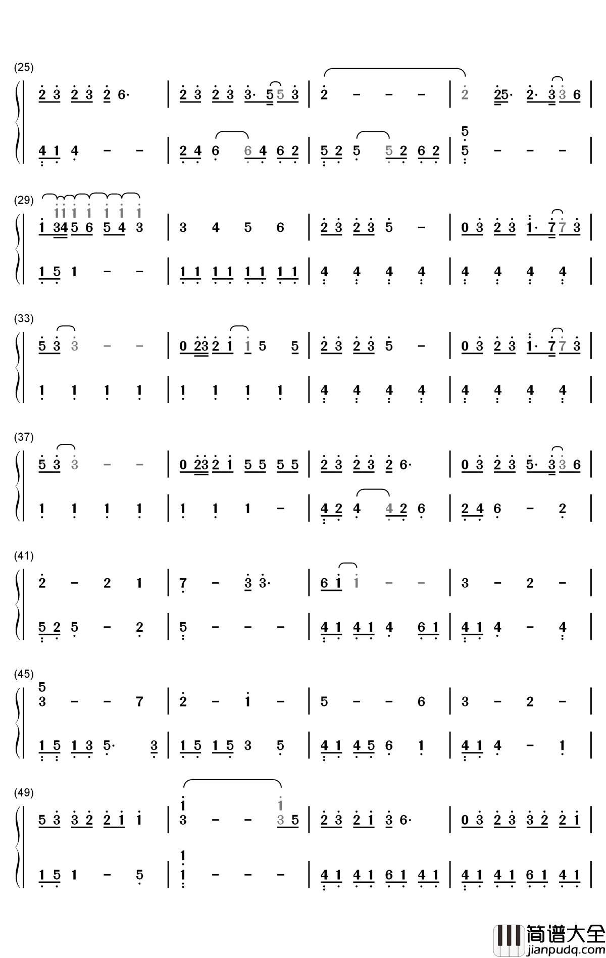 悬日钢琴简谱_数字双手_田馥甄