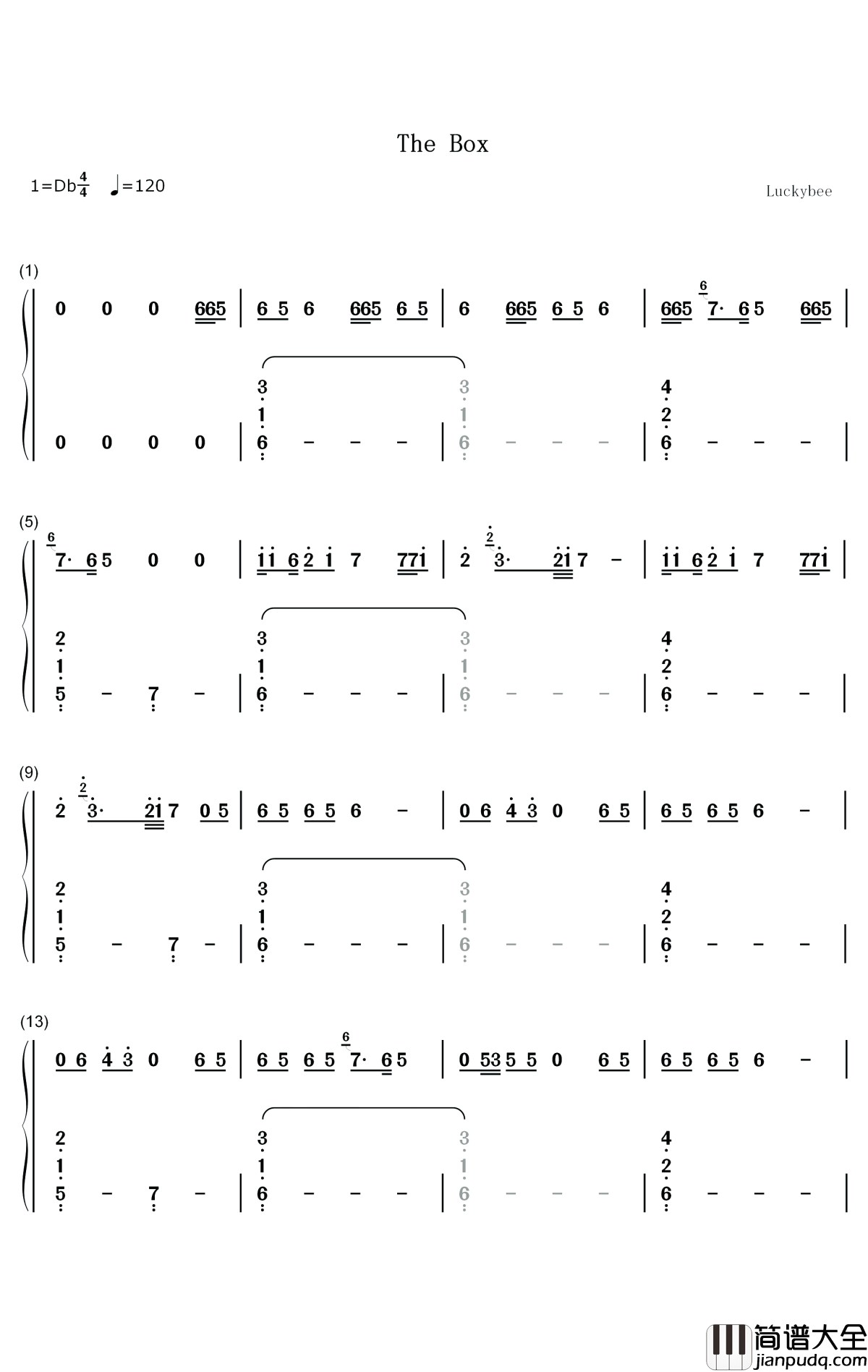 The_Box钢琴简谱_数字双手_Roddy_Ricch