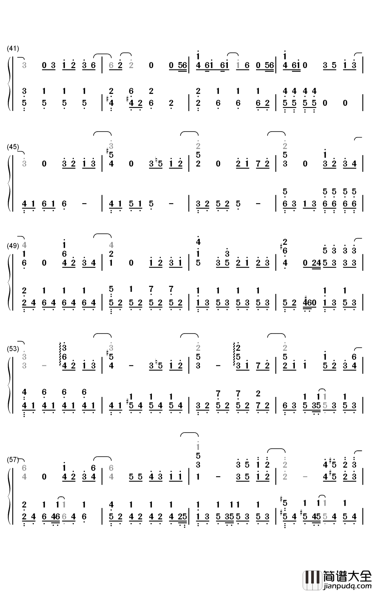 爱情废柴钢琴简谱_数字双手_周杰伦