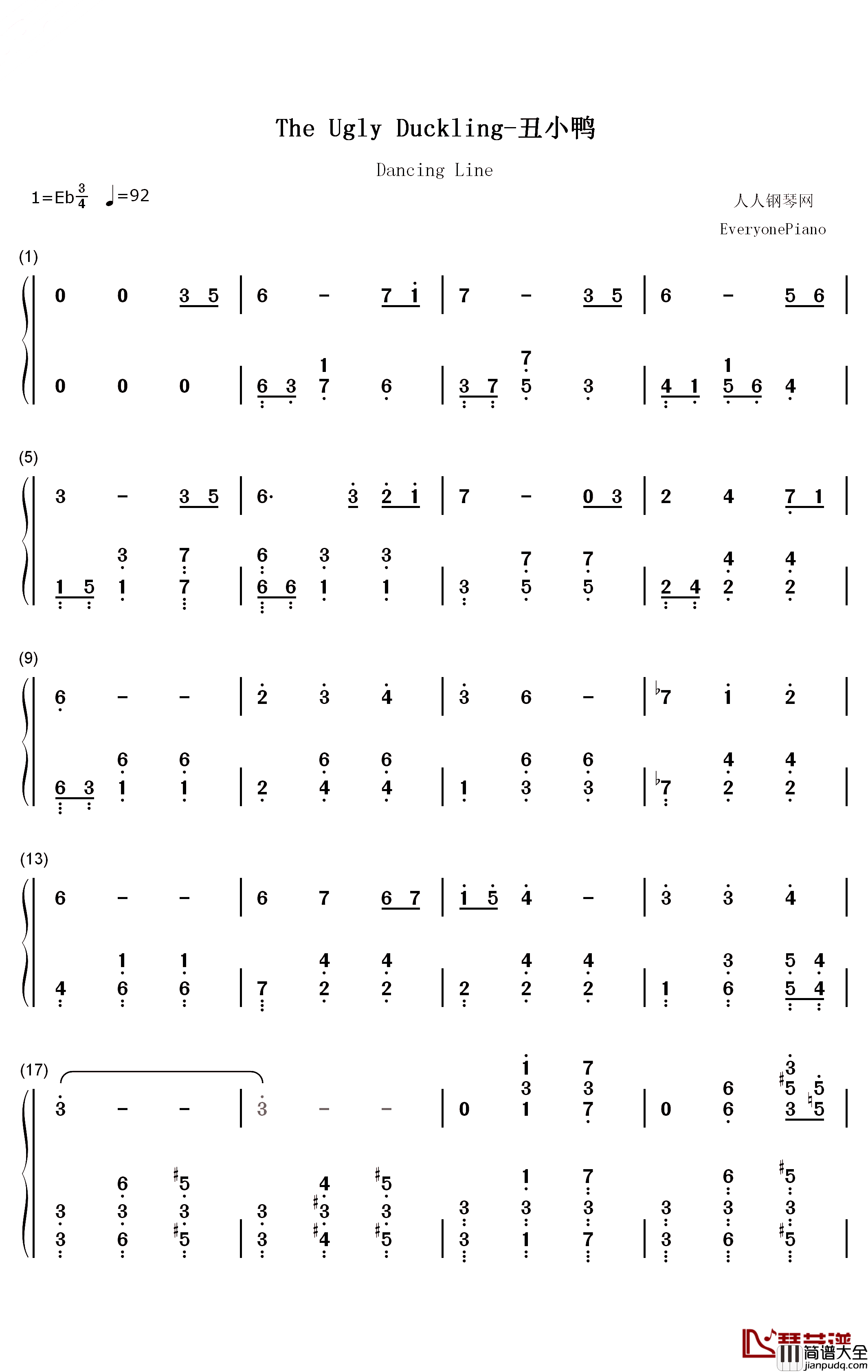 The_Ugly_Duckling钢琴简谱_数字双手_猎豹移动公司