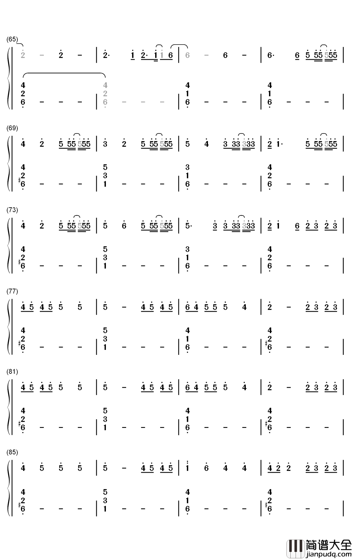 Saved_My_Life钢琴简谱_数字双手_Sia