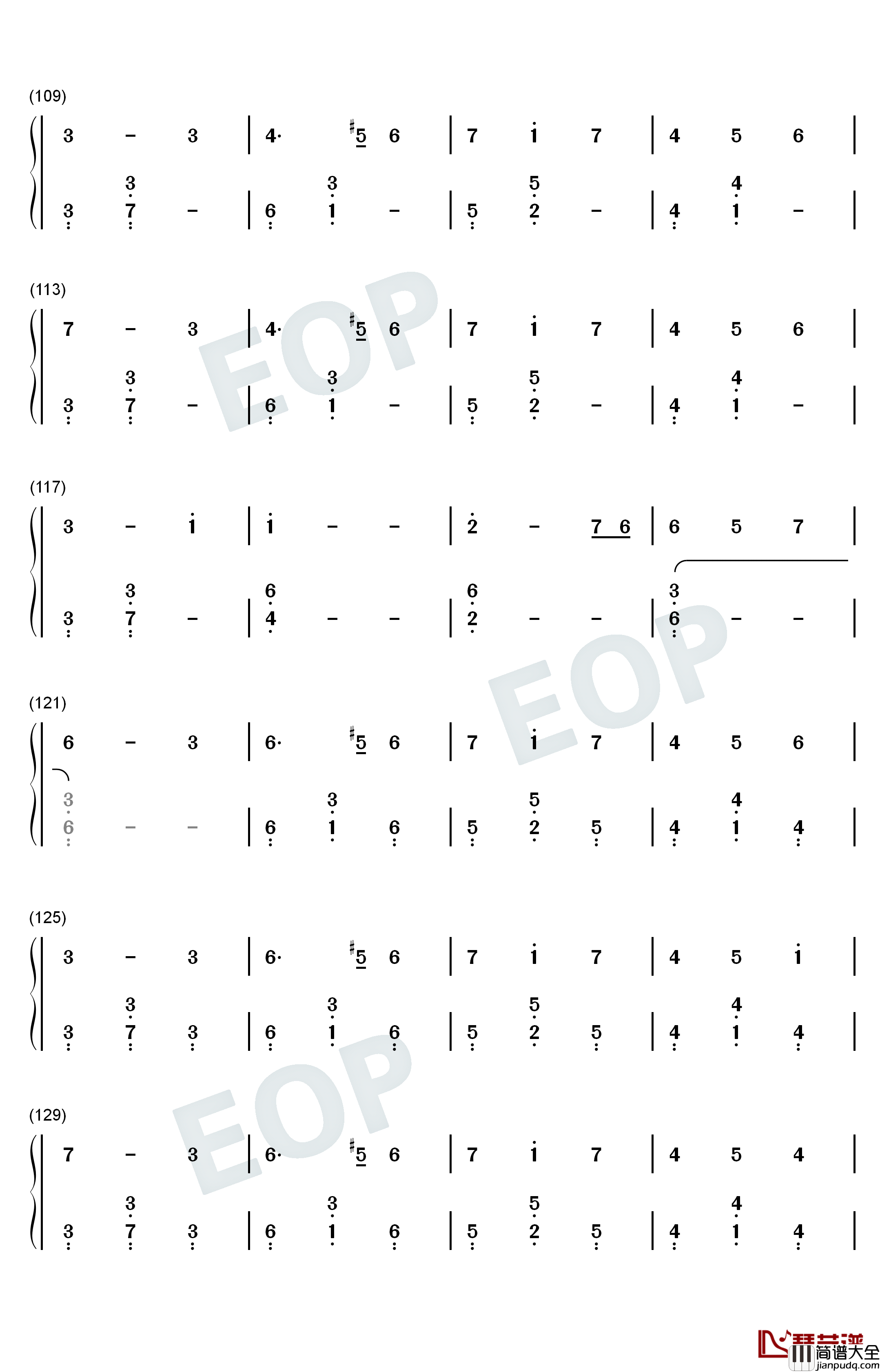 窗钢琴简谱_数字双手_吴青峰