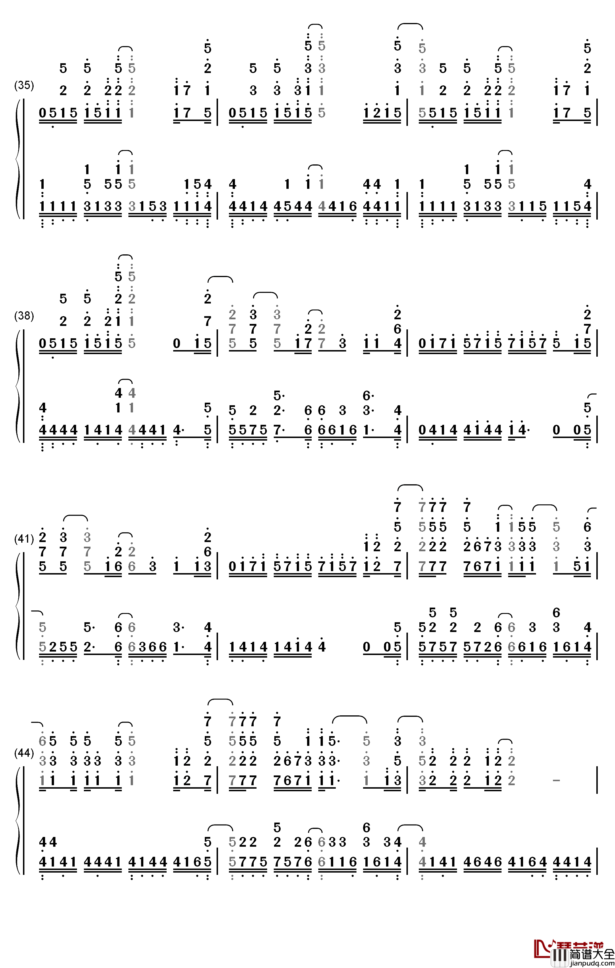 World_End钢琴简谱_数字双手_FLOW