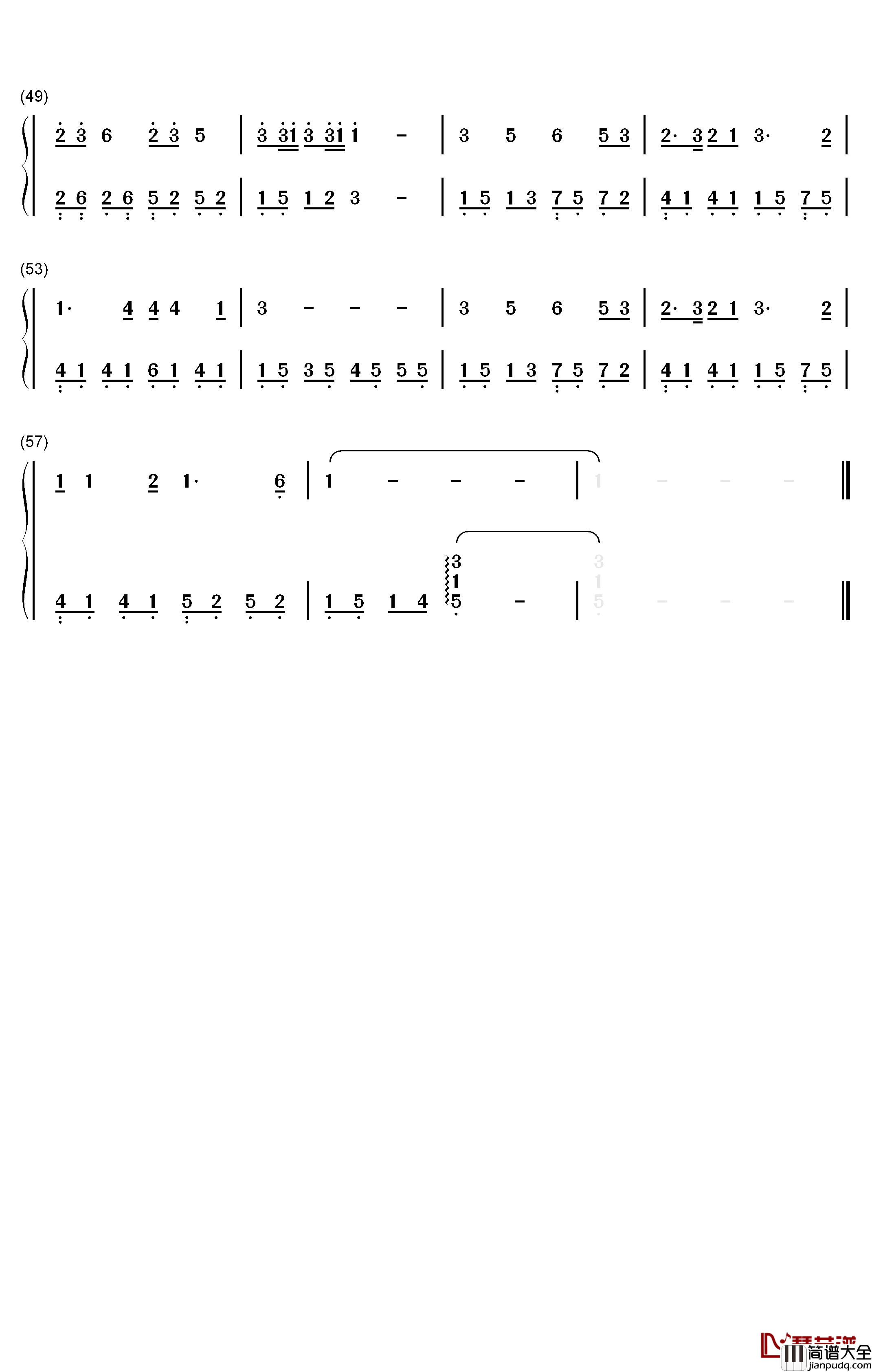 不再流浪钢琴简谱_数字双手_周深