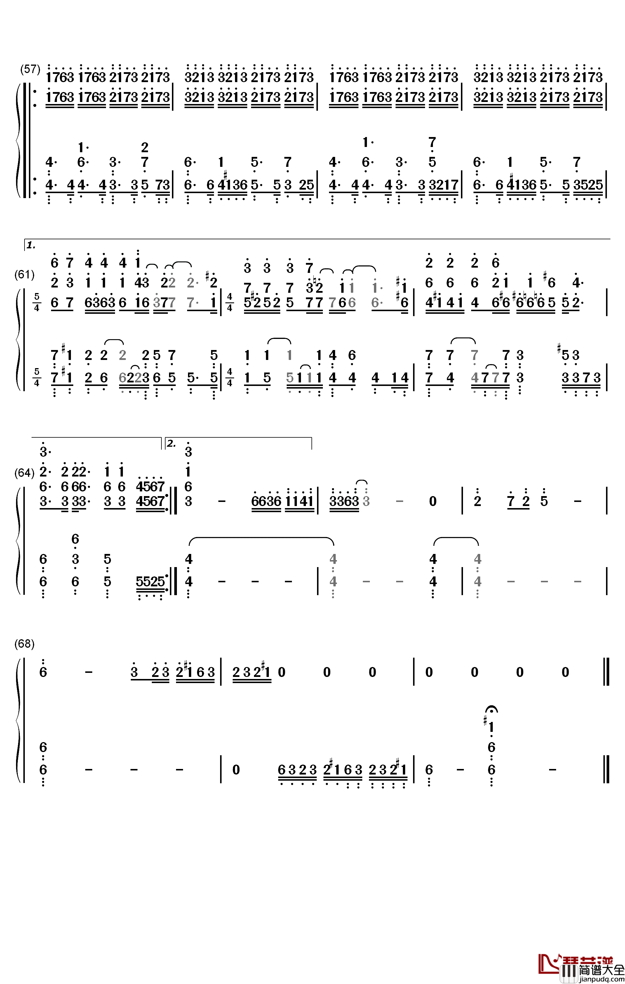 Thanatos钢琴简谱_数字双手_鹭巢诗郎