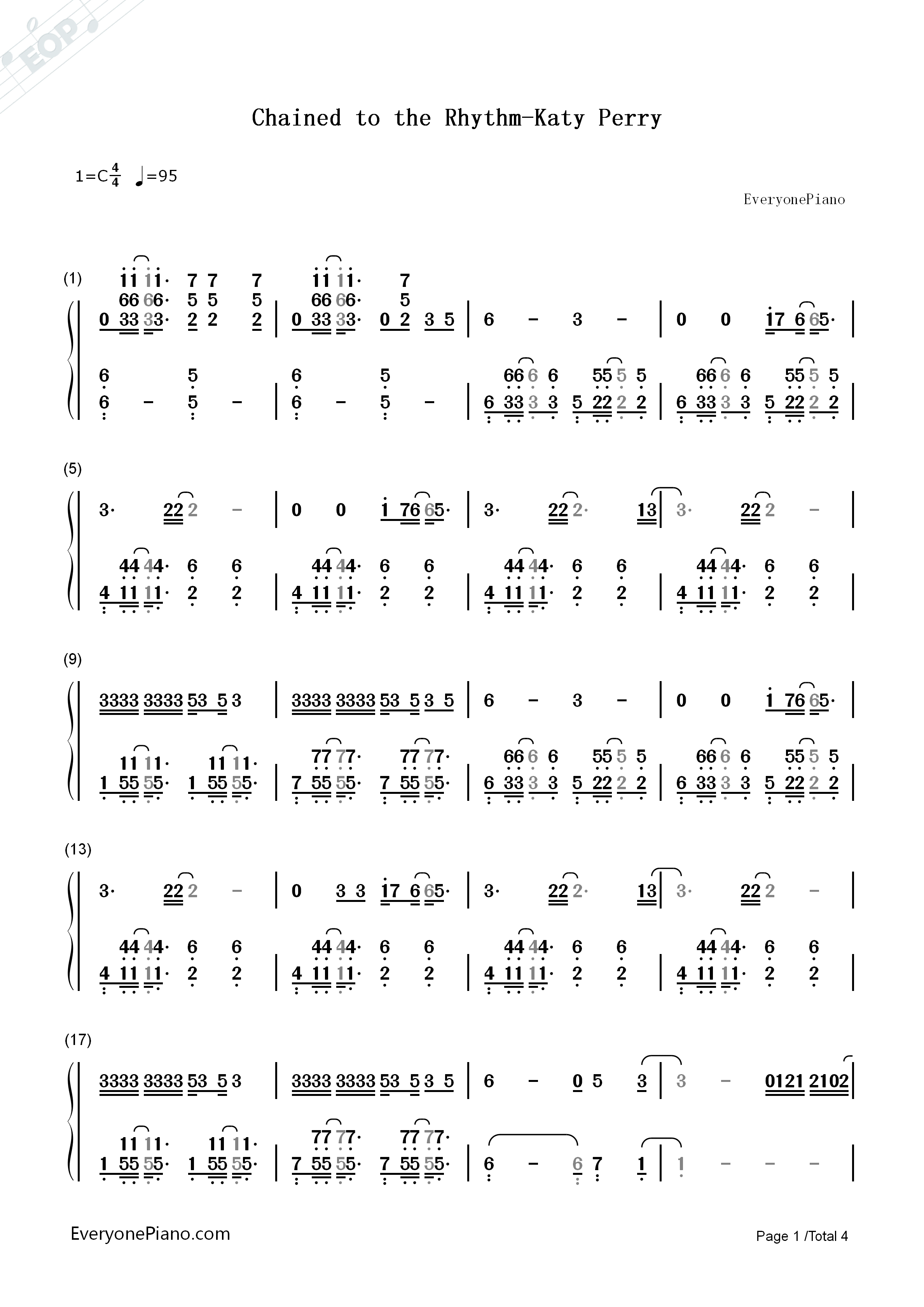 Chained_to_the_Rhythm钢琴简谱_Katy_Perry演唱