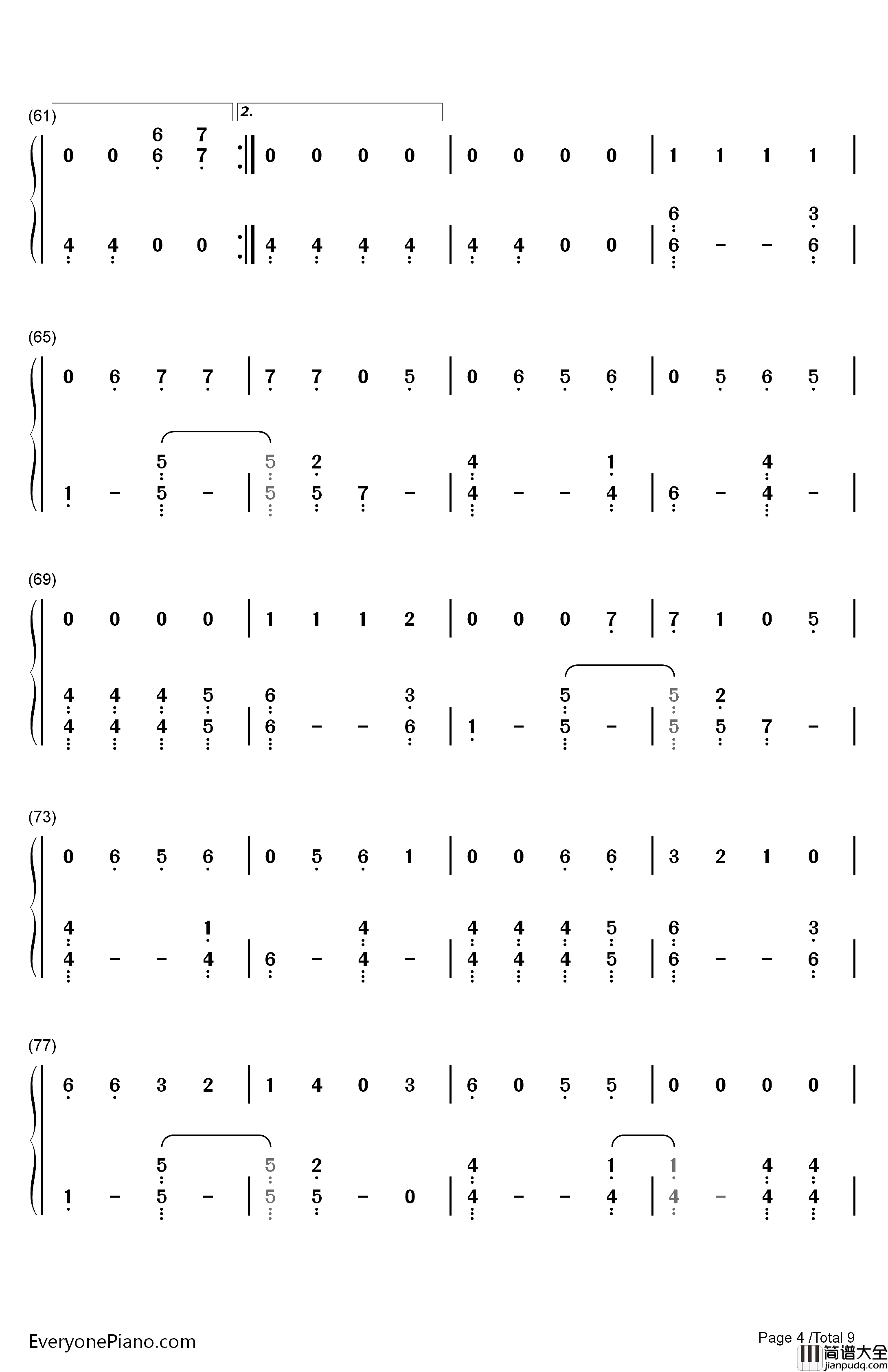 Dangerously钢琴简谱_数字双手_Charlie_Puth