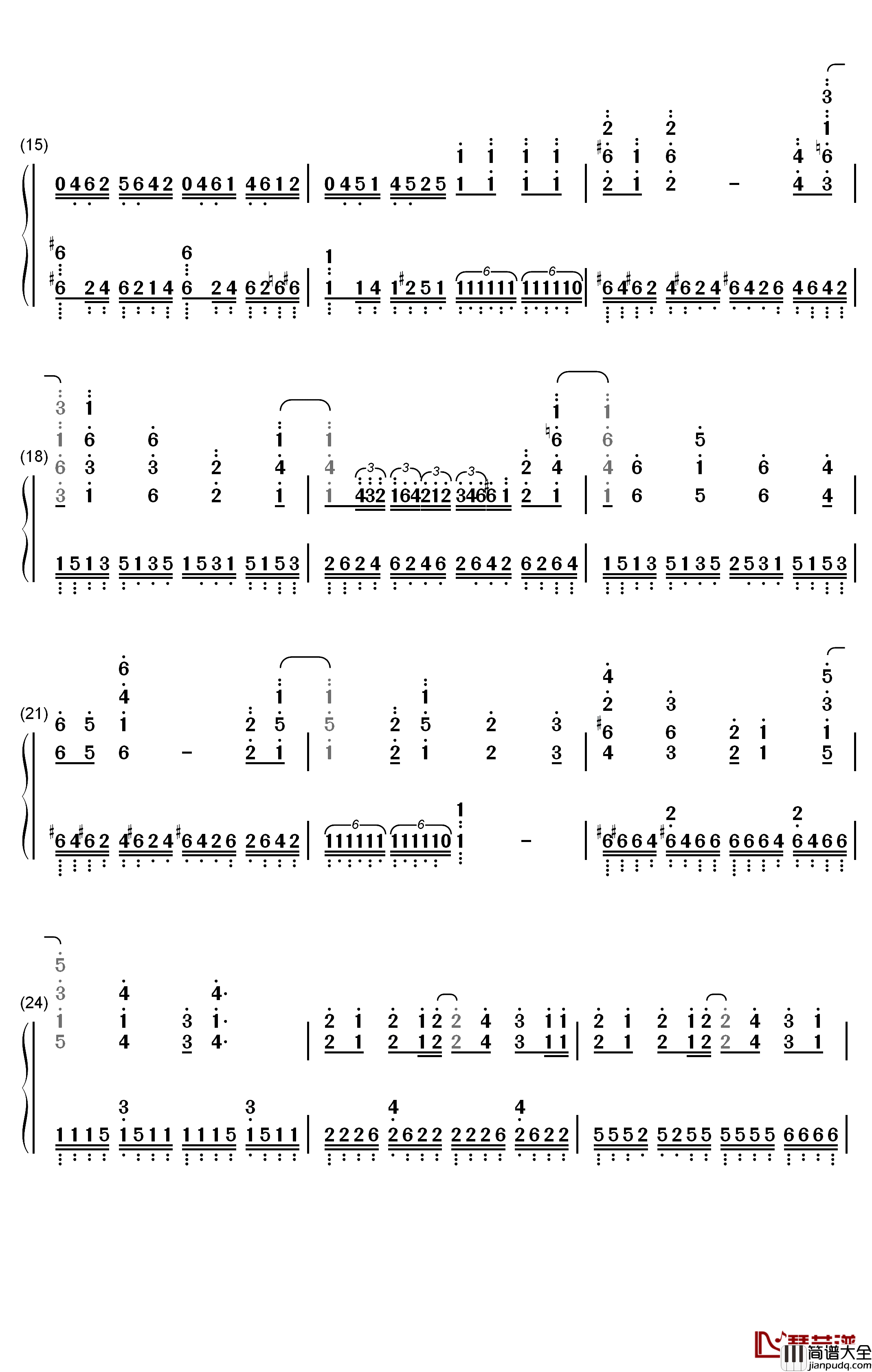 Q钢琴简谱_数字双手_Who_ya_Extended