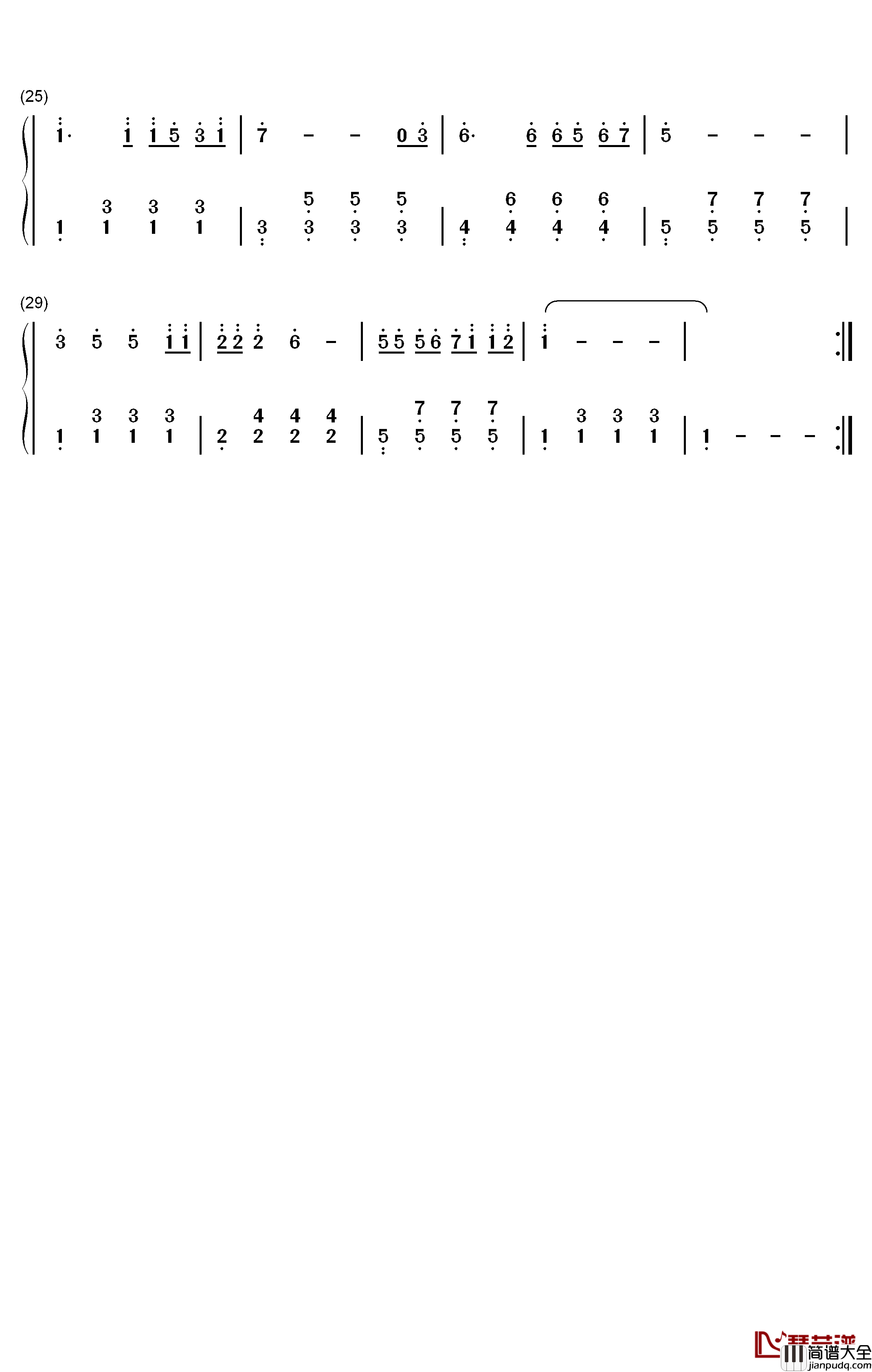 宝贝宝贝钢琴简谱_数字双手_李凯稠