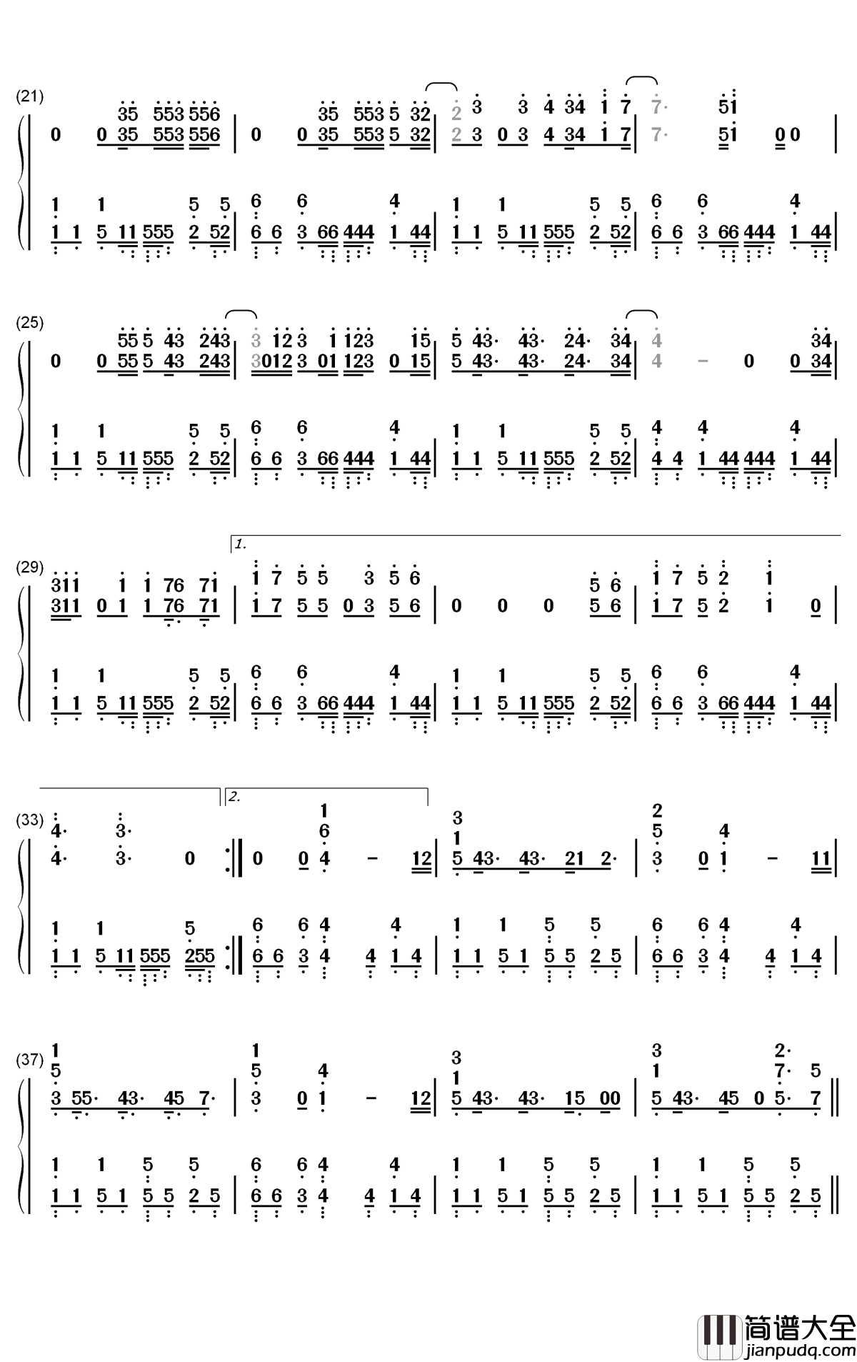 Alive钢琴简谱_数字双手_绫野真白