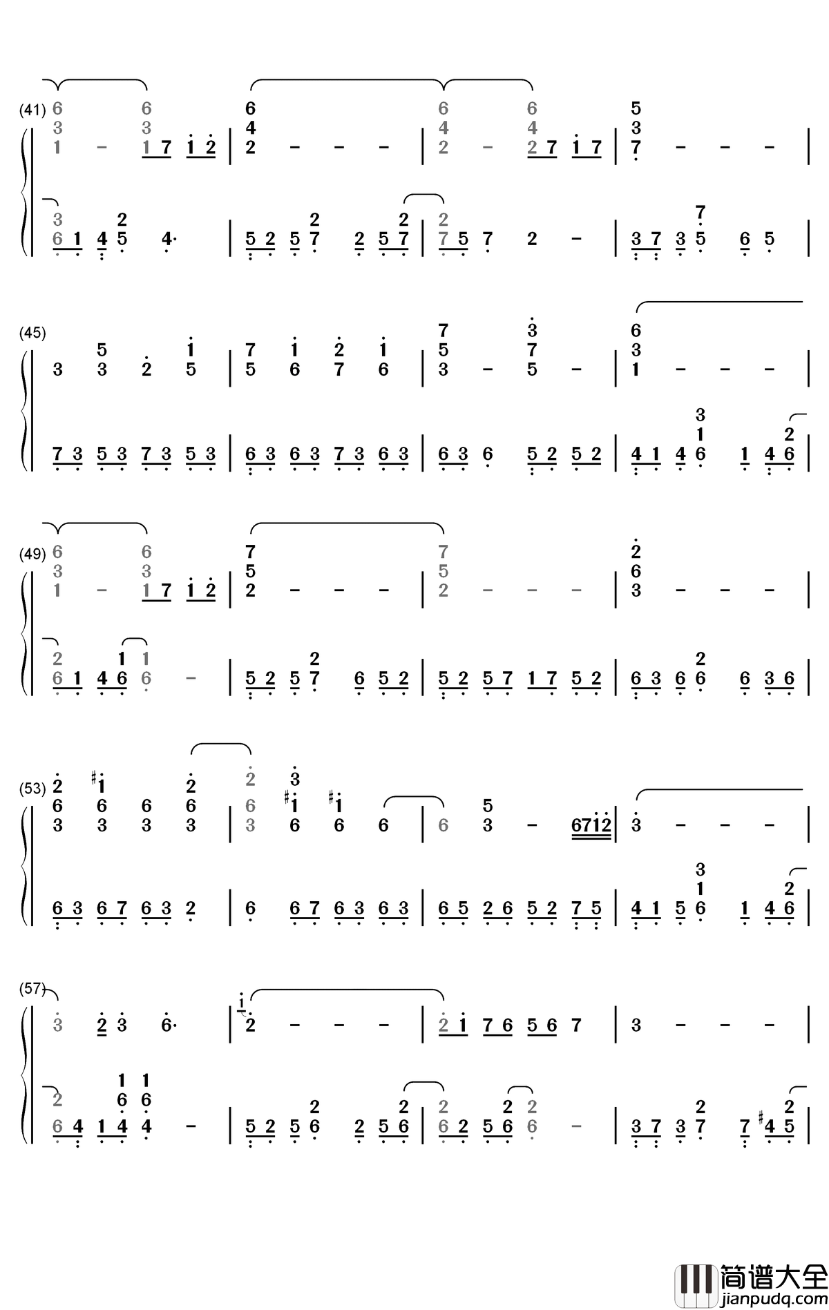 朝影钢琴简谱_数字双手_折户伸治