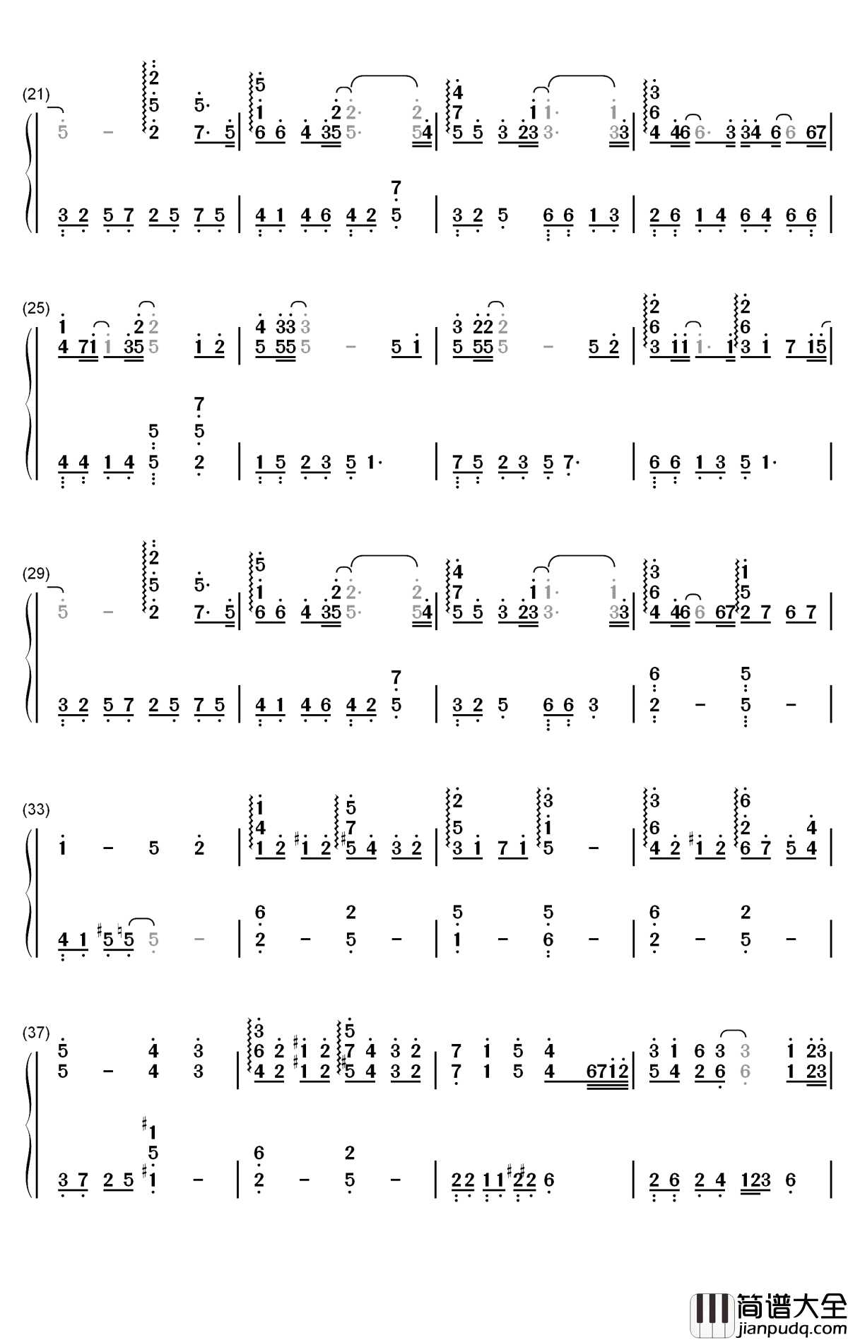 愿得一心人钢琴简谱_数字双手_周深