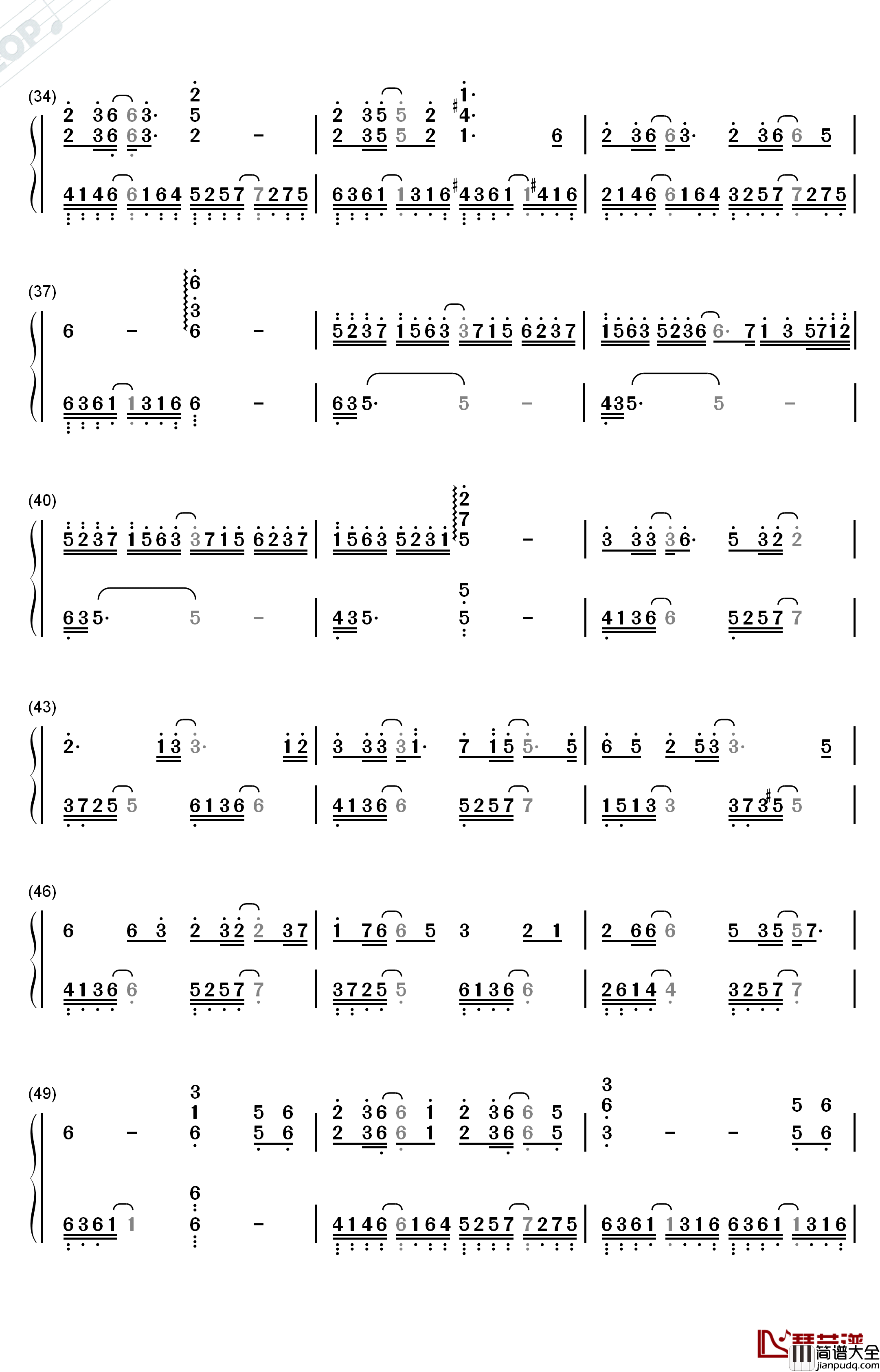 故城钢琴简谱_数字双手_银临_灰原穷