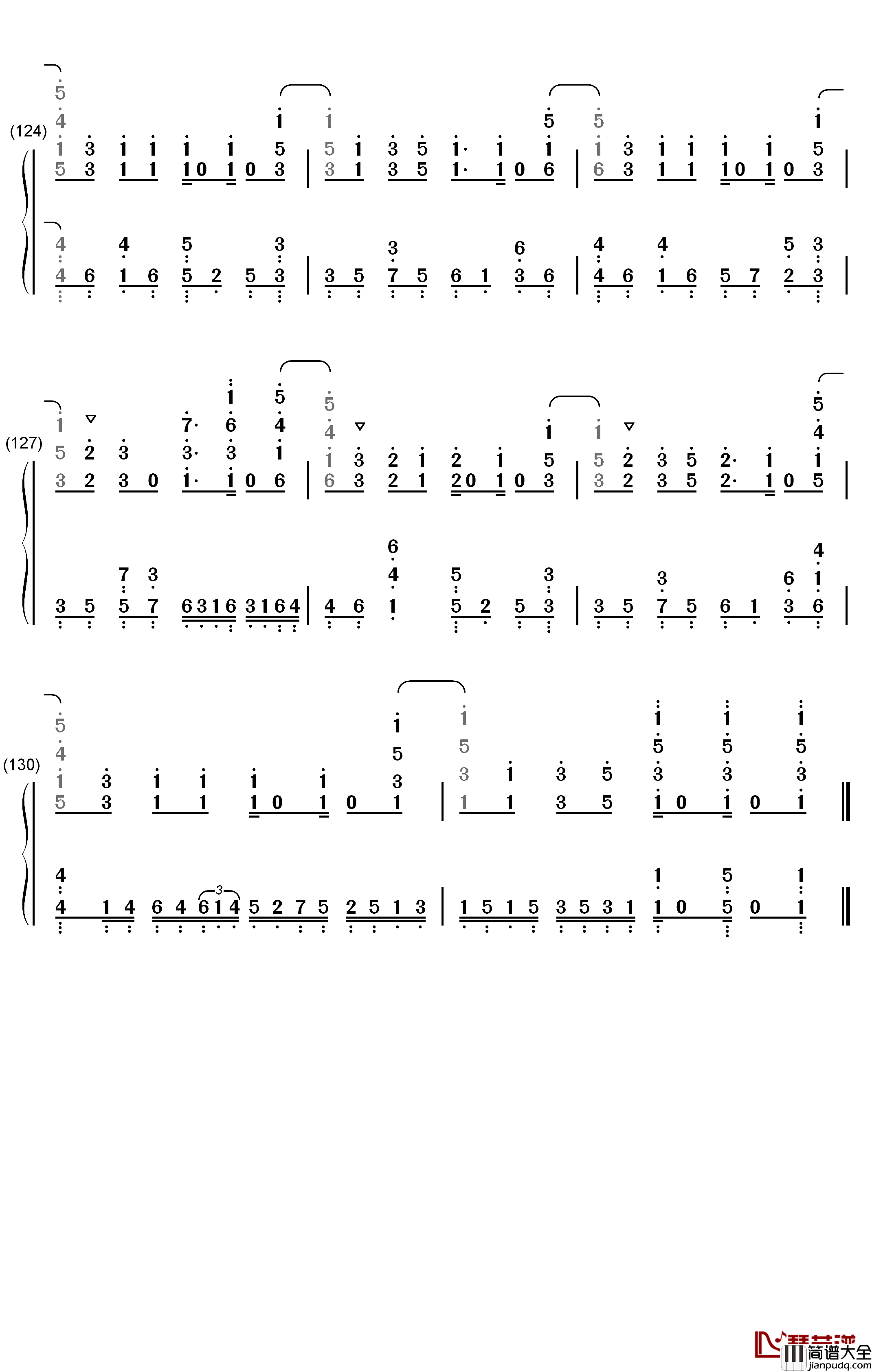 パパパ钢琴简谱_数字双手_齐藤朱夏