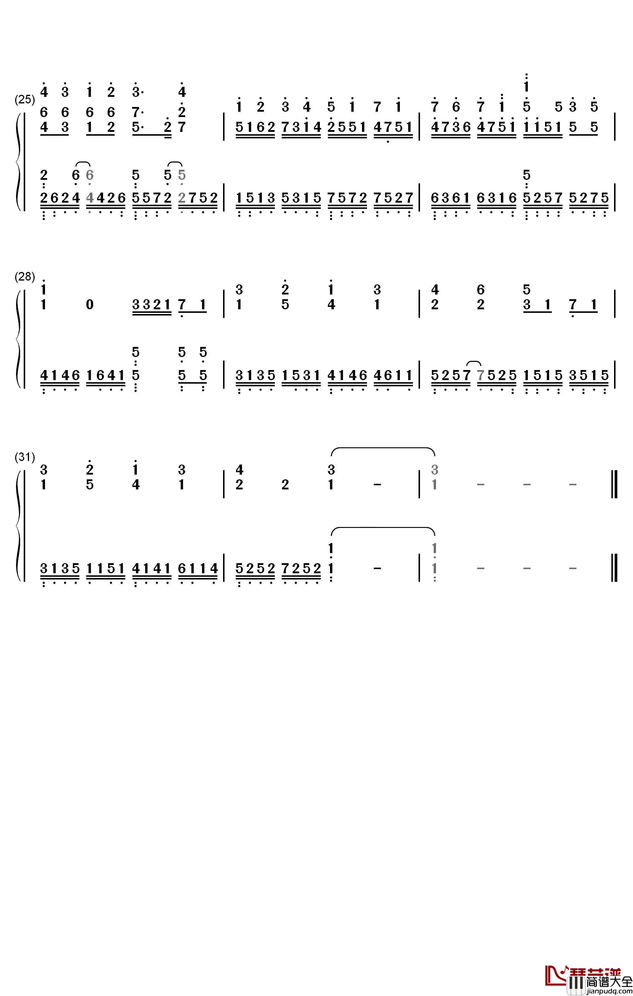 Distance钢琴简谱_数字双手_村川梨衣