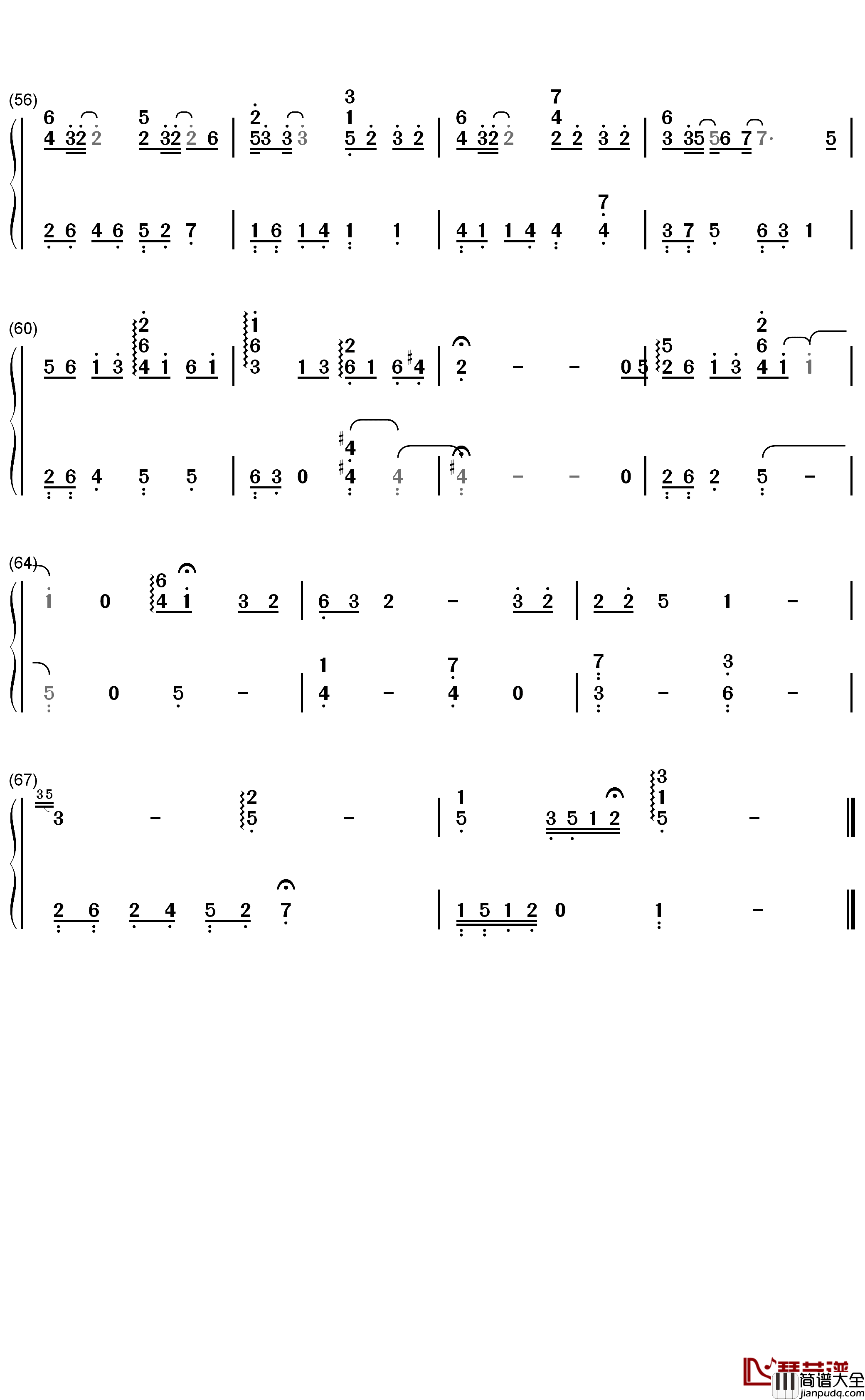 赤子钢琴简谱_数字双手_于斌