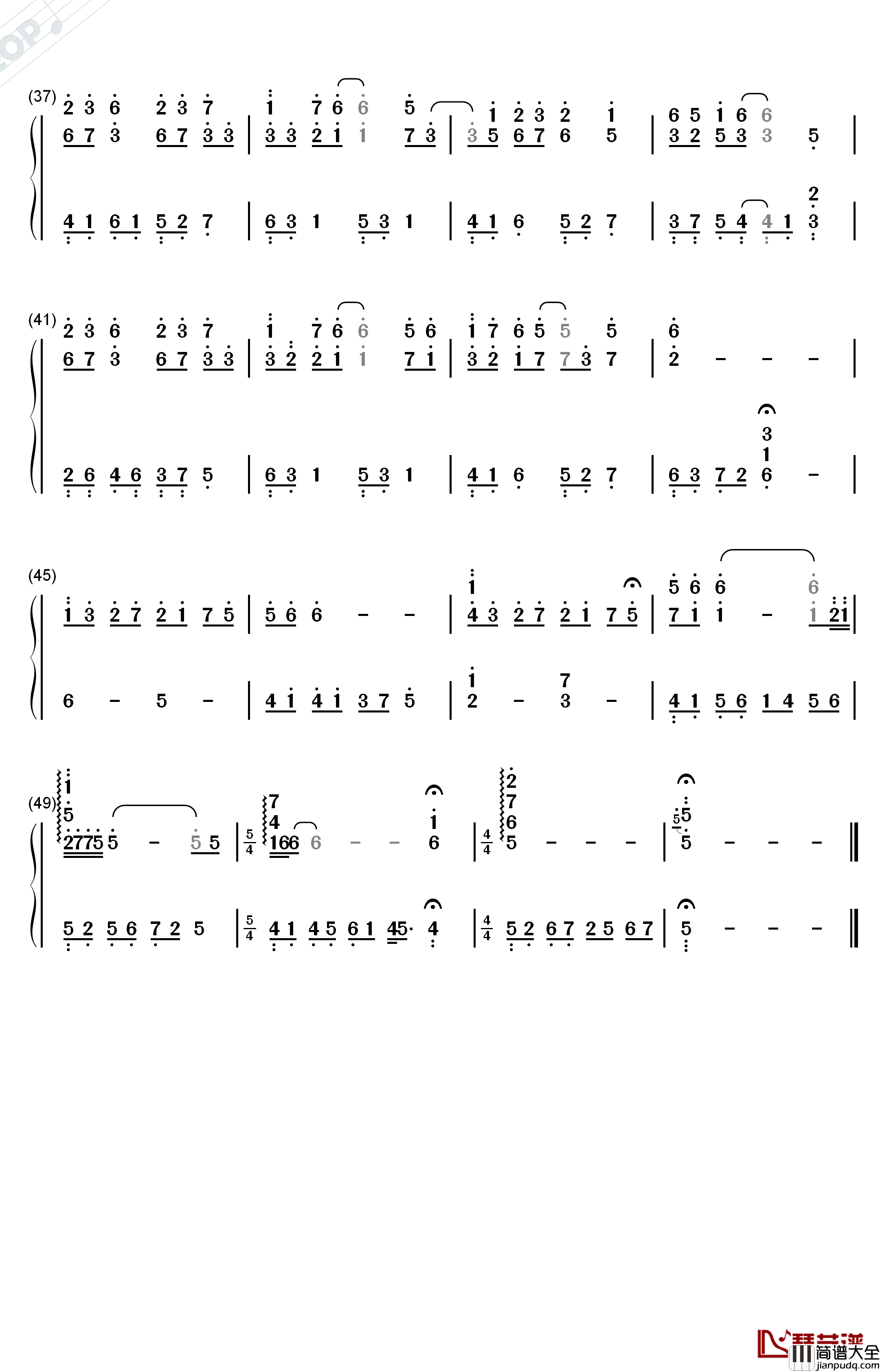 桜钢琴简谱_数字双手_経田康子