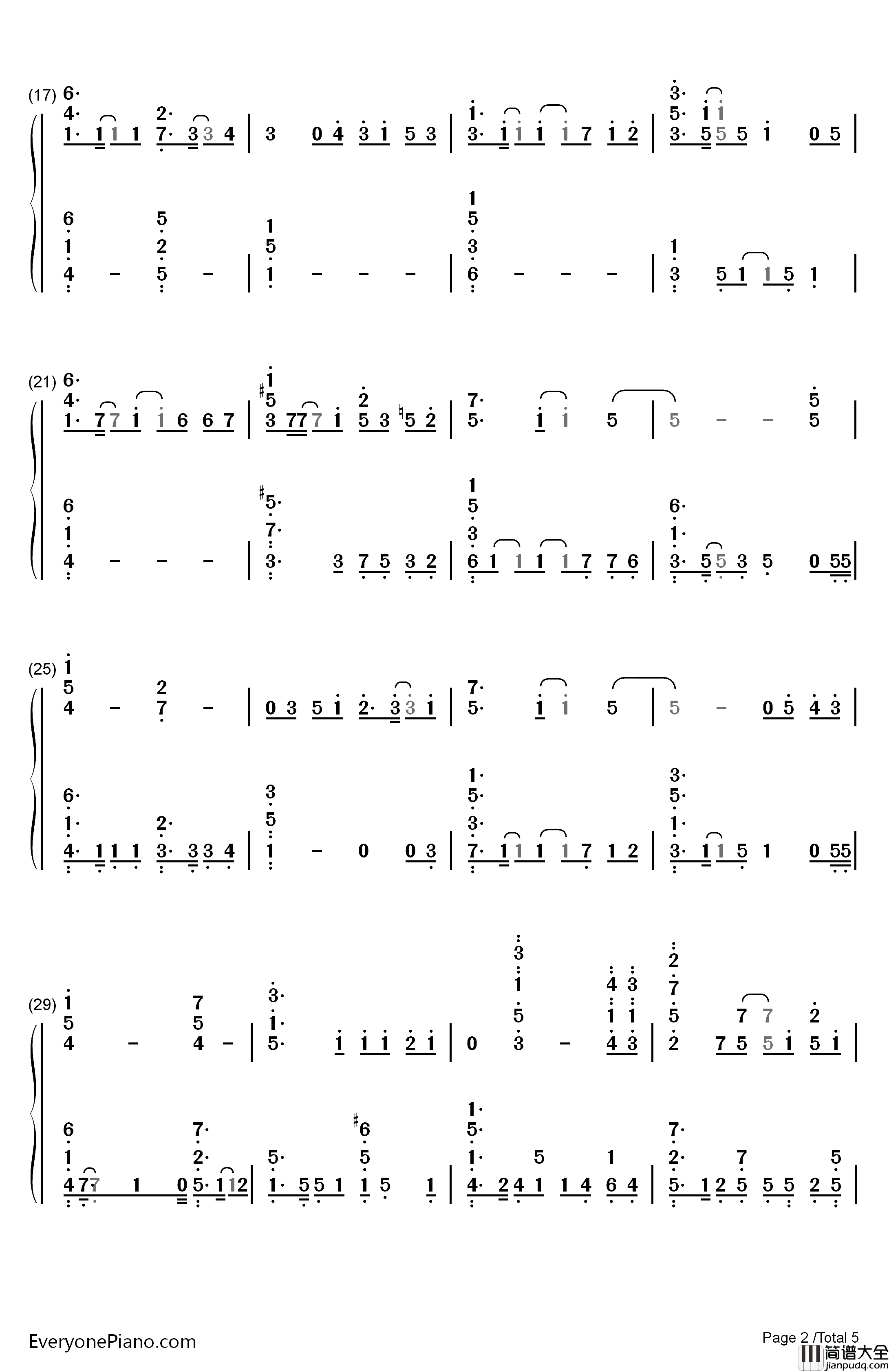 イコール钢琴简谱_数字双手_Sumika