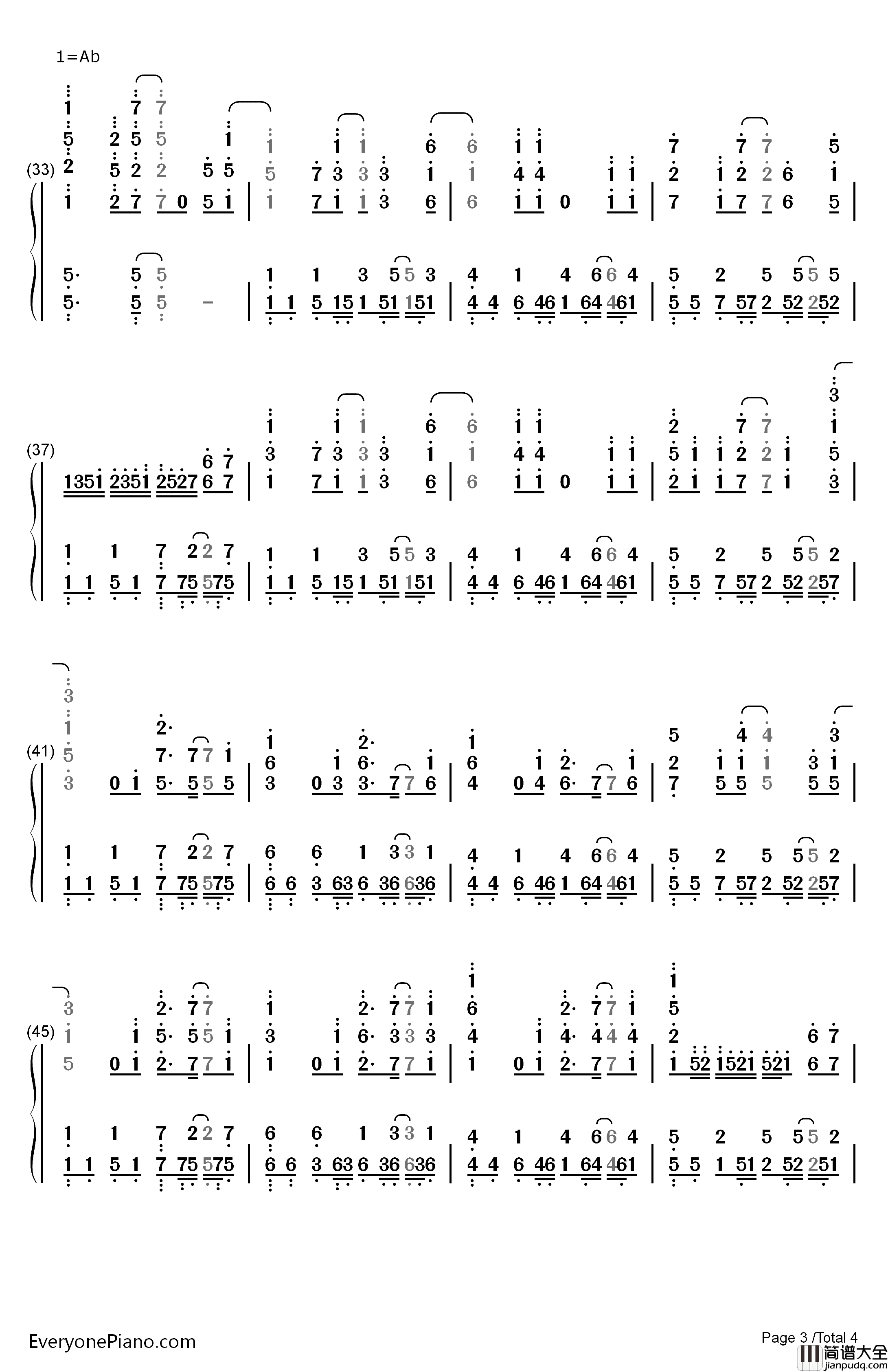 17才钢琴简谱_数字双手_ハルカトミユキ