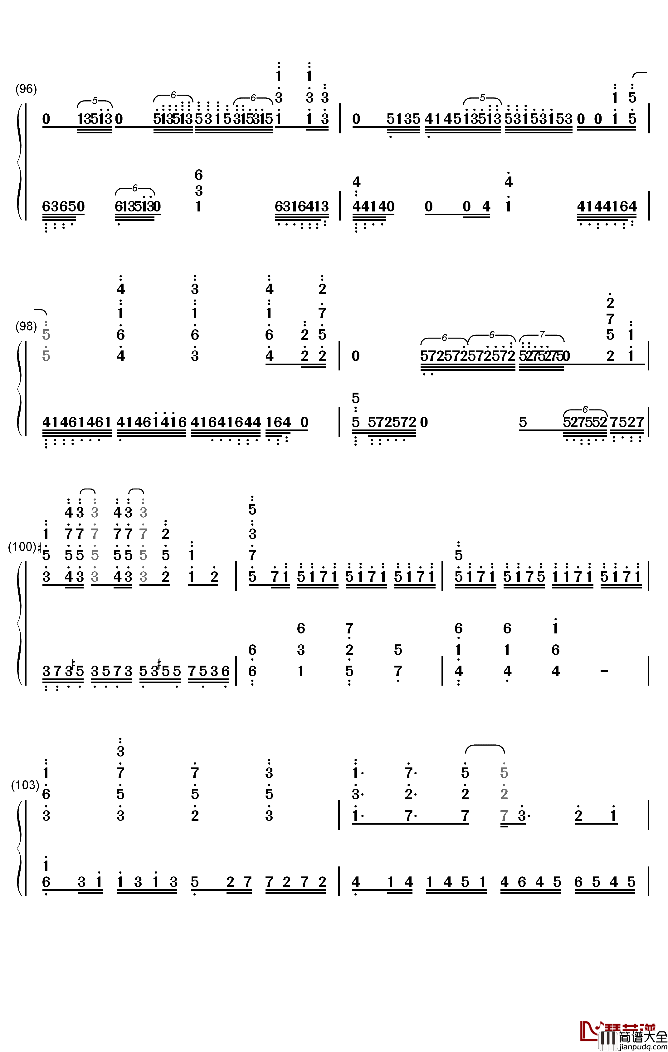 World_End钢琴简谱_数字双手_FLOW