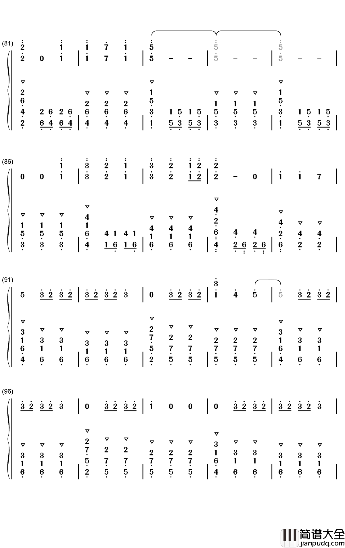 粉色闪电钢琴简谱_数字双手_R1SE