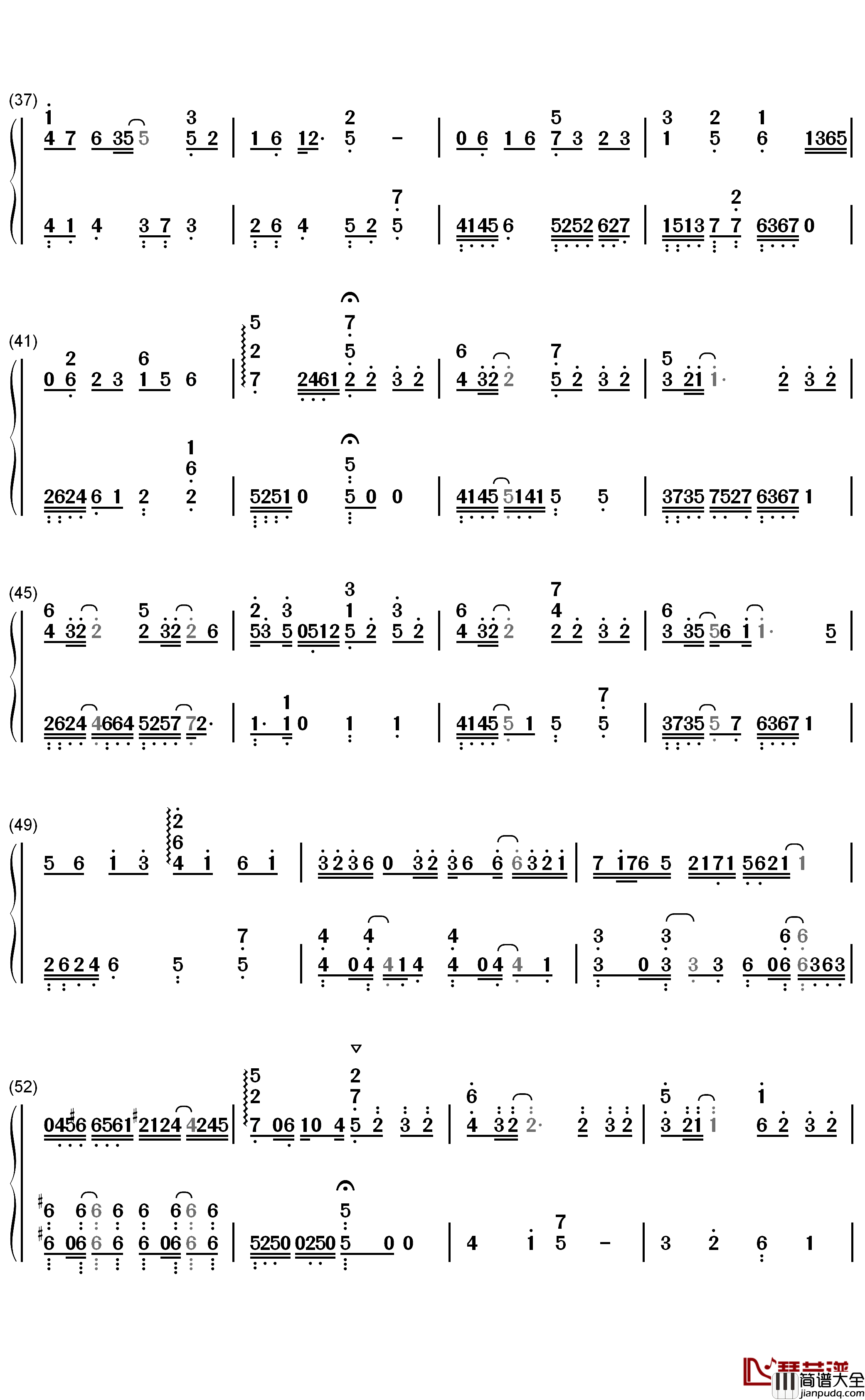 赤子钢琴简谱_数字双手_于斌