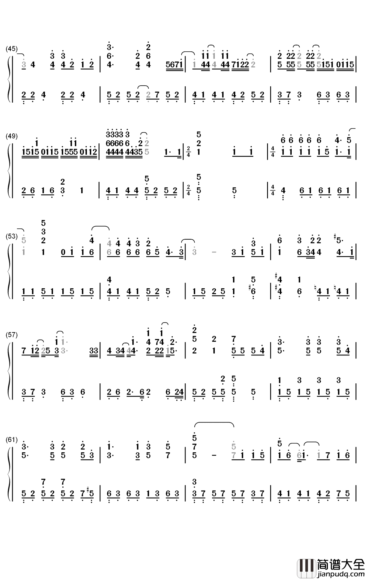 周杰伦歌曲串烧14首钢琴简谱_数字双手_周杰伦