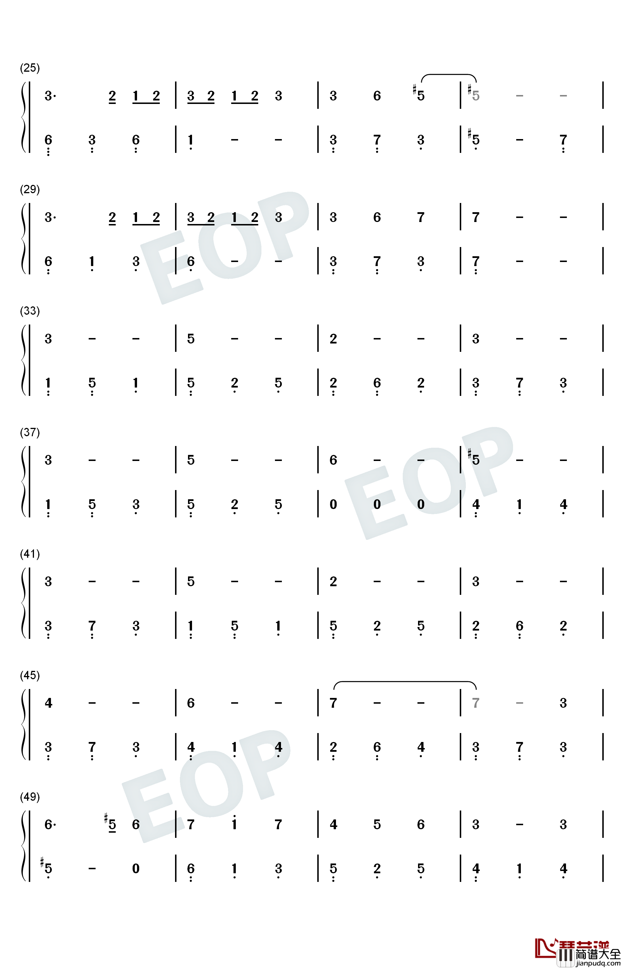 窗钢琴简谱_数字双手_吴青峰