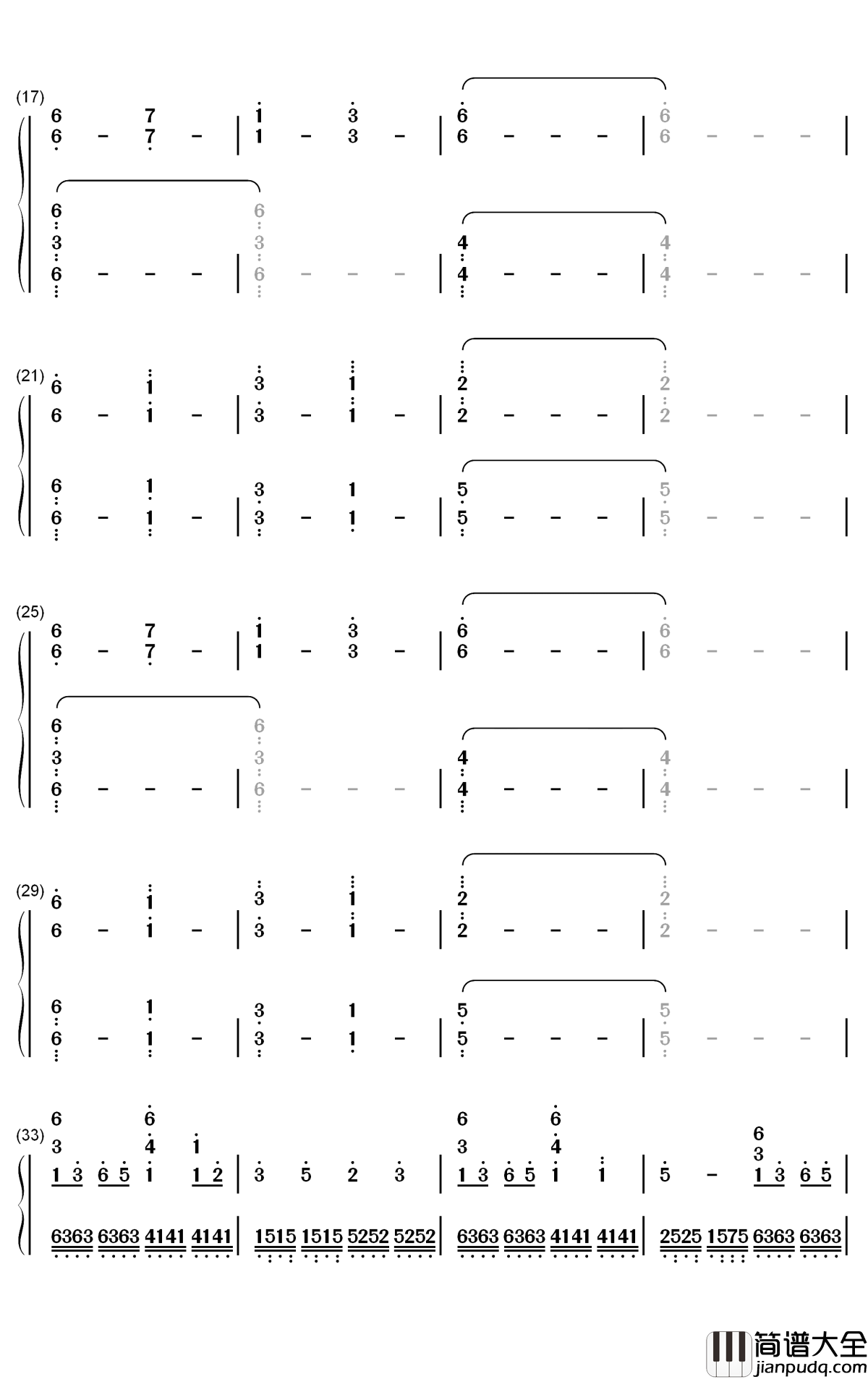 Last_Reunion钢琴简谱_数字双手_Peter_Reo