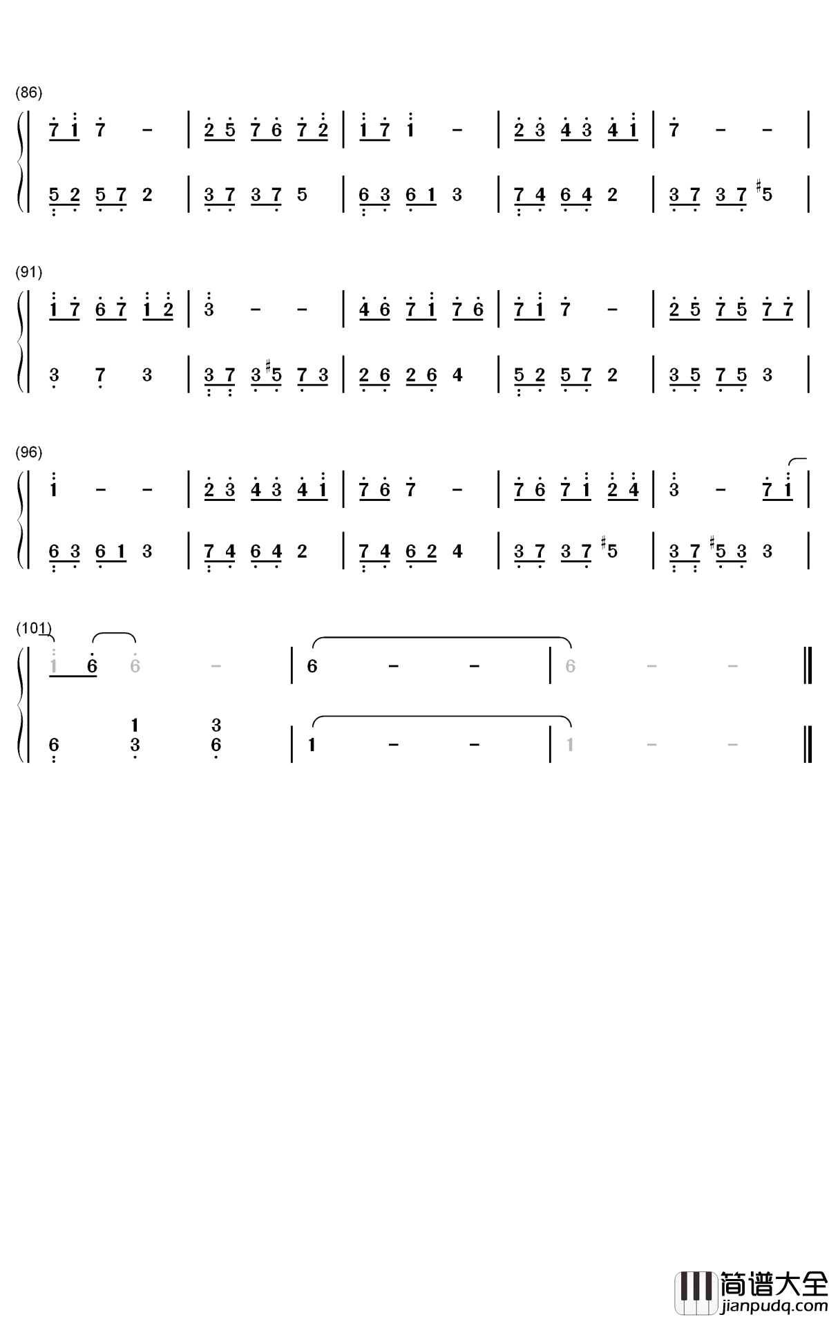 迷惑钢琴简谱_数字双手_叶炫清