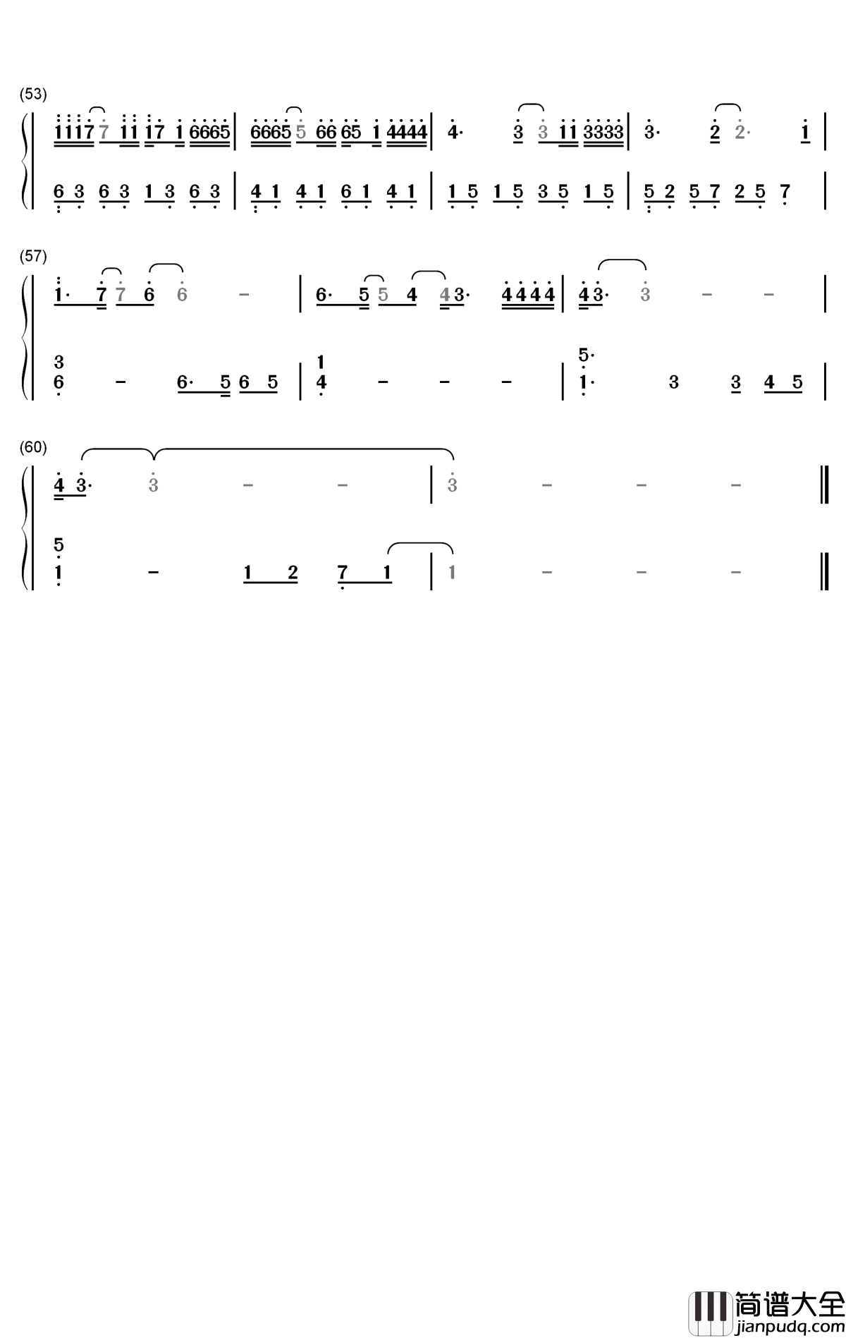 透明钢琴简谱_数字双手_邓紫棋