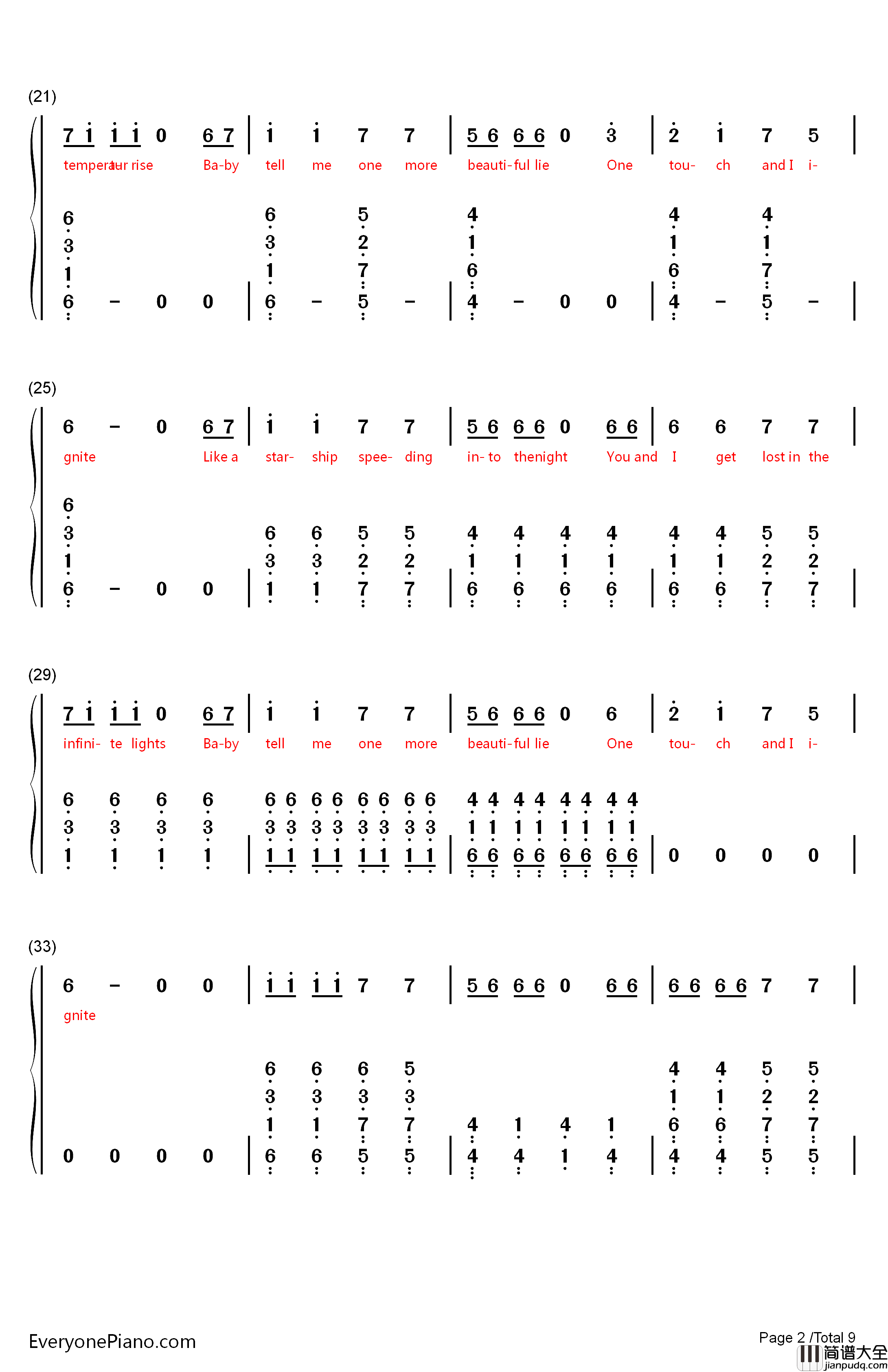 Ignite钢琴简谱_数字双手_Alan_Walker