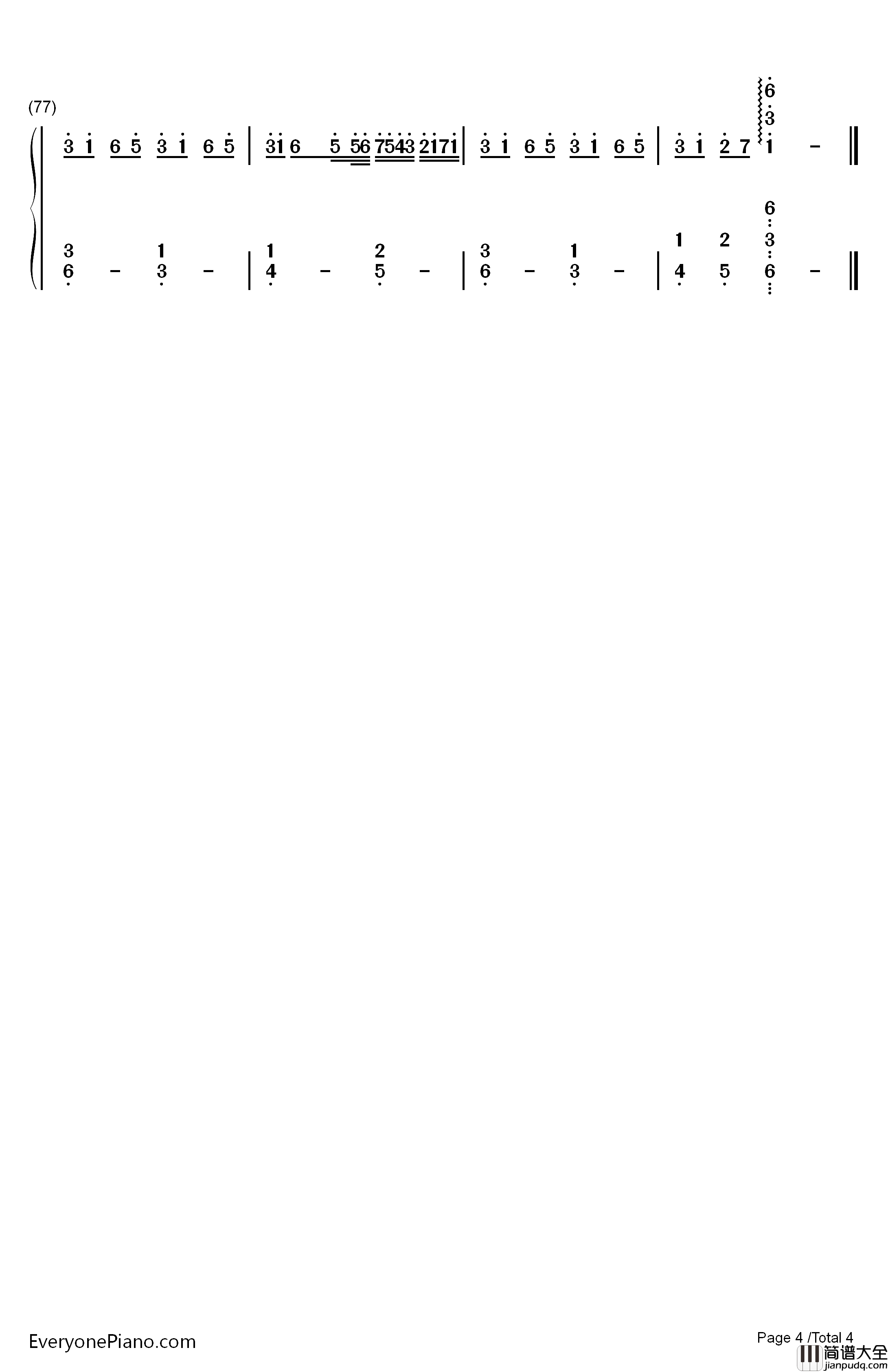 时光卷轴钢琴简谱_数字双手_双笙_封茗囧菌