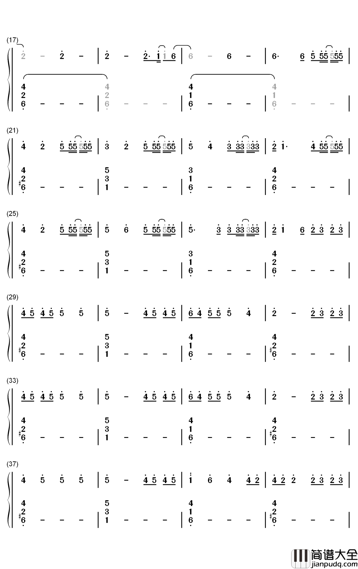 Saved_My_Life钢琴简谱_数字双手_Sia