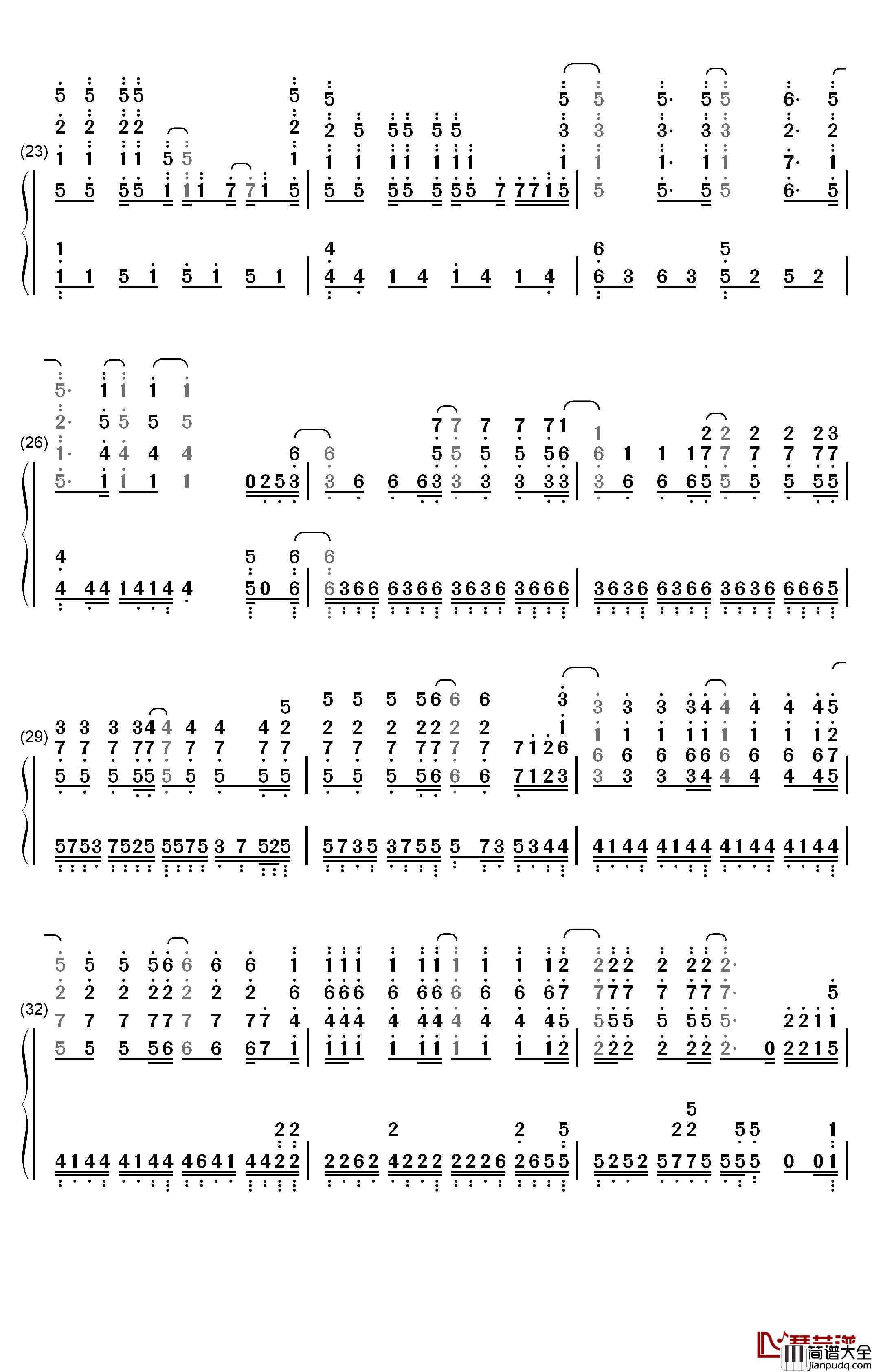 World_End钢琴简谱_数字双手_FLOW