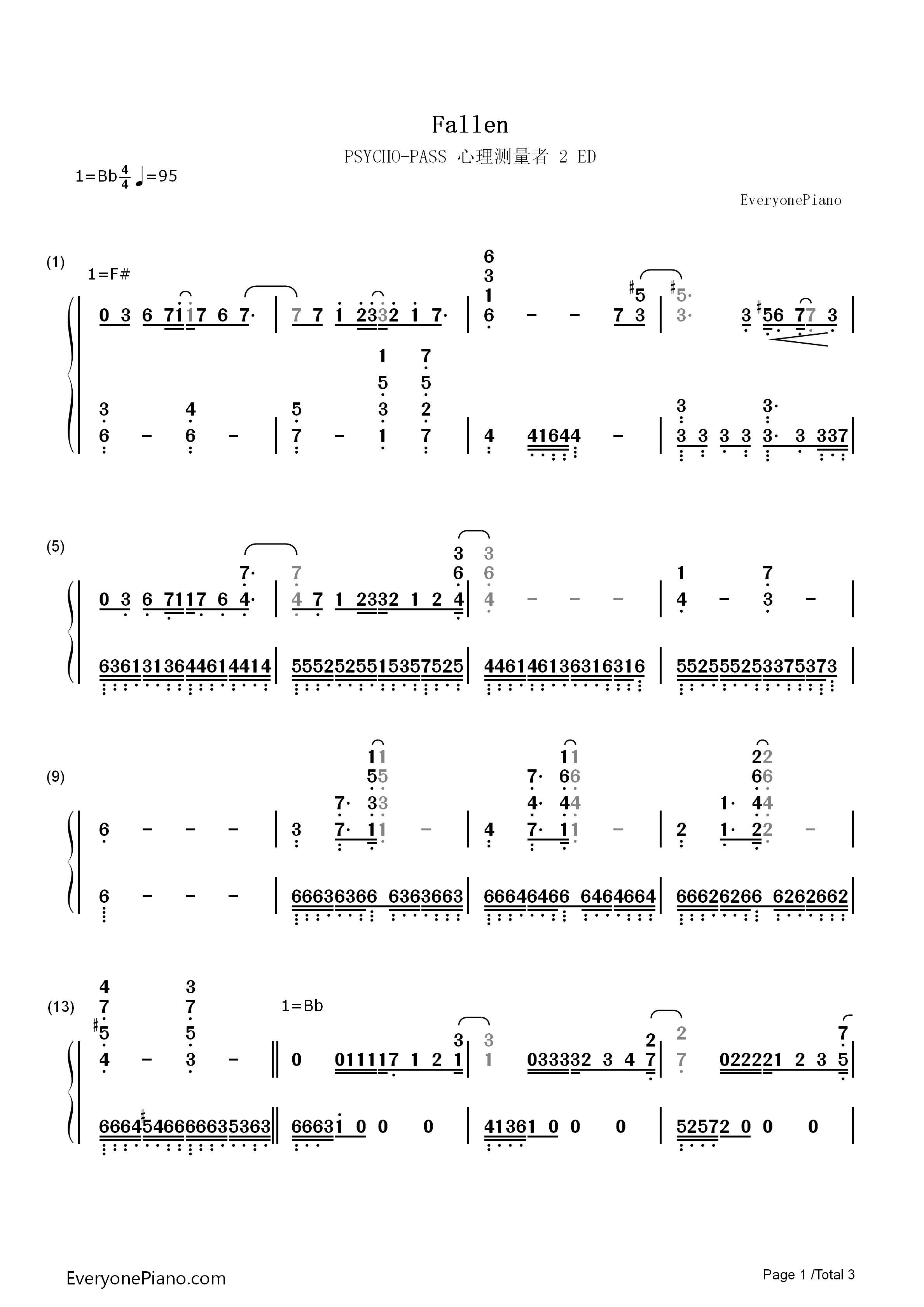 Fallen钢琴简谱_EGOIST演唱