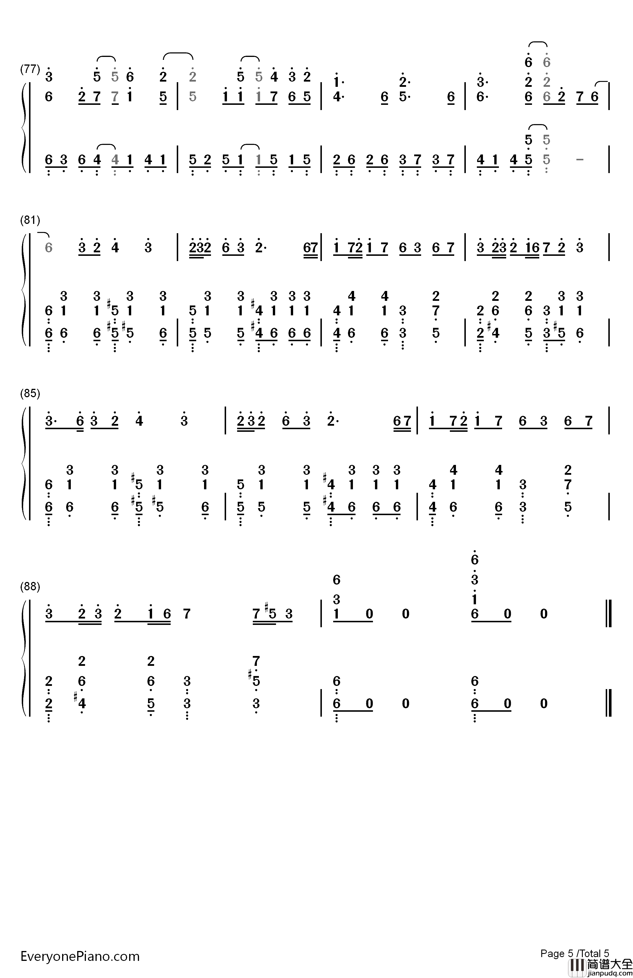 カンタレラ钢琴简谱_数字双手_KAITO