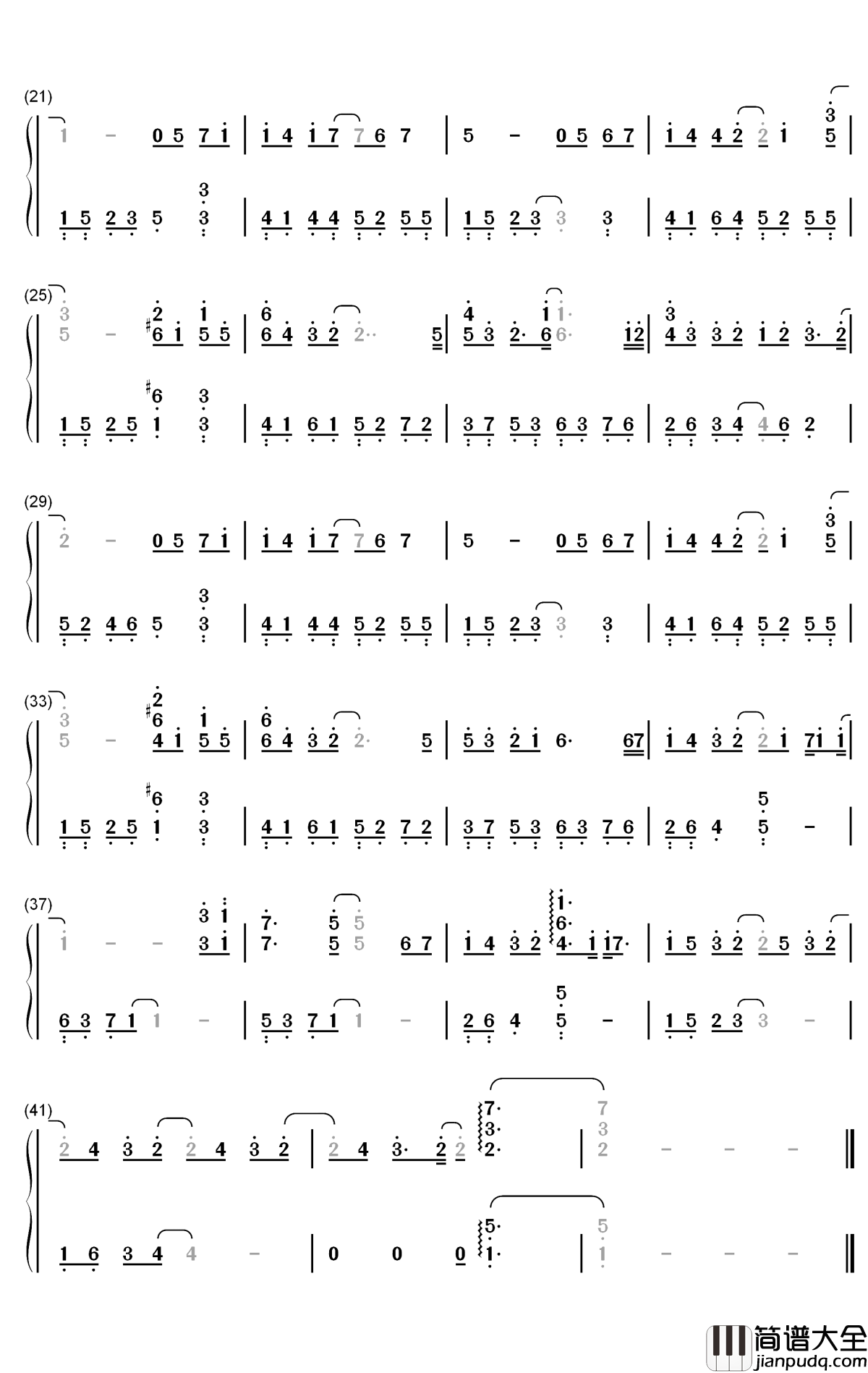 等风雨经过钢琴简谱_数字双手_张学友