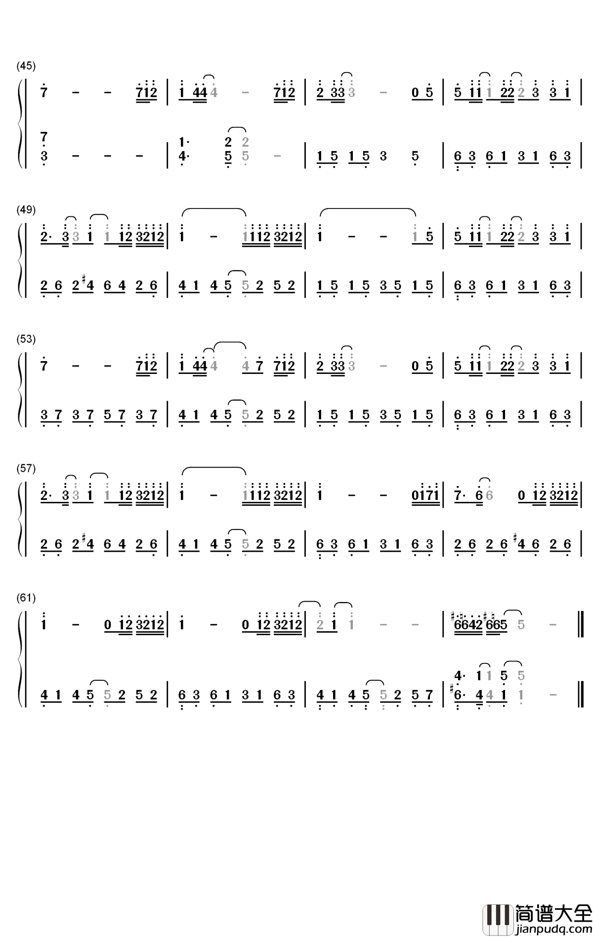 突然之间钢琴简谱_数字双手_邓紫棋