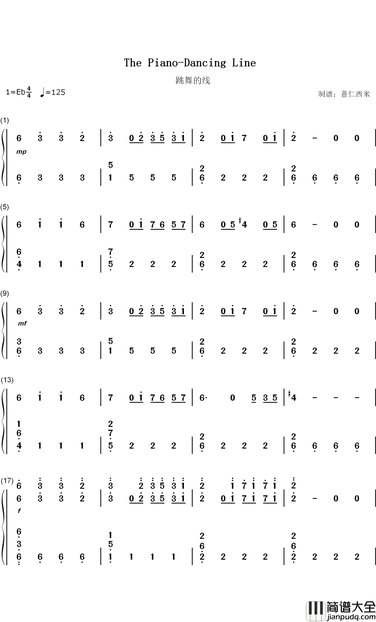 The_Piano改编版钢琴简谱_数字双手_猎豹移动公司