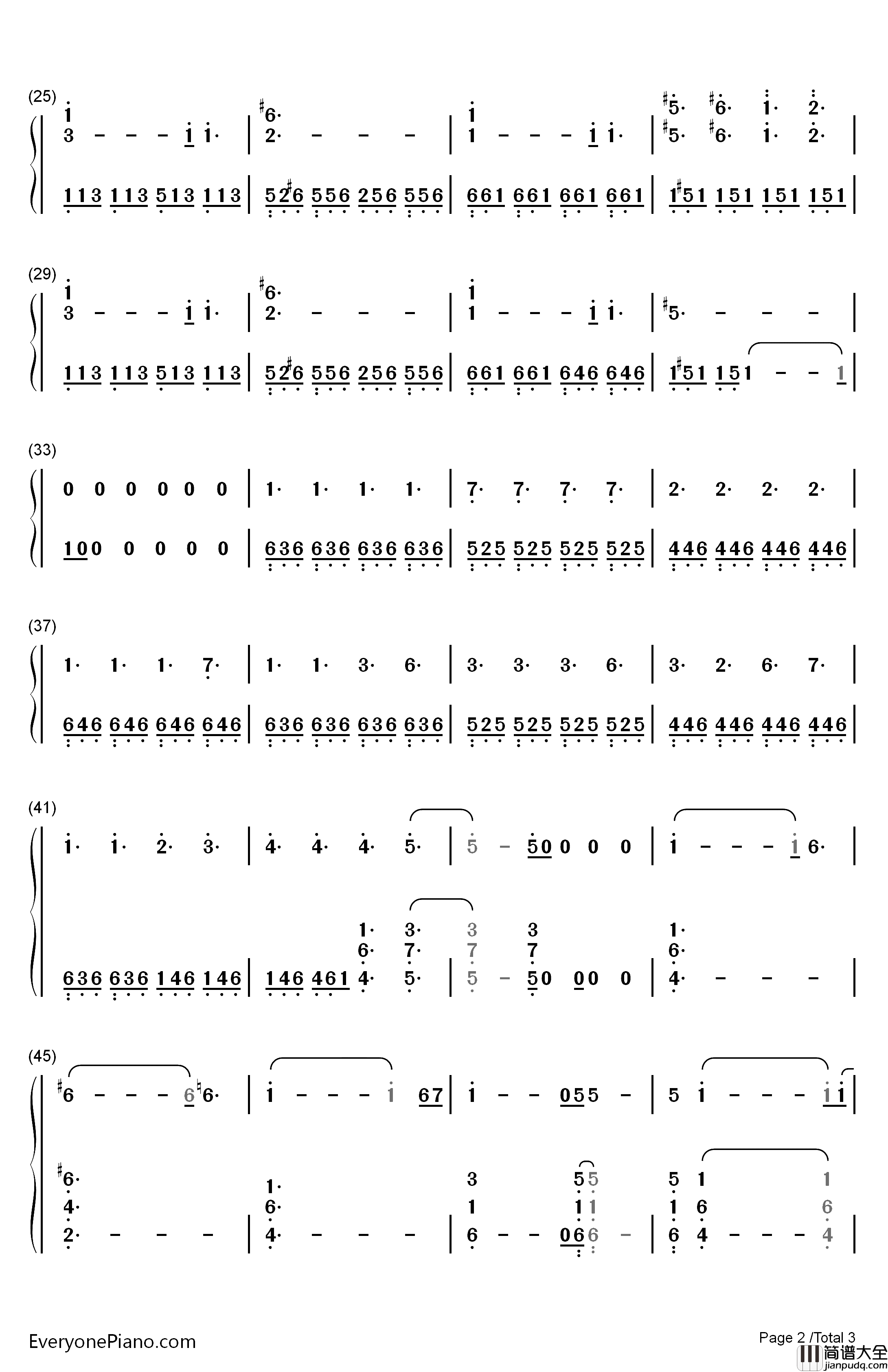 巨鹿钢琴简谱_数字双手_华晨宇