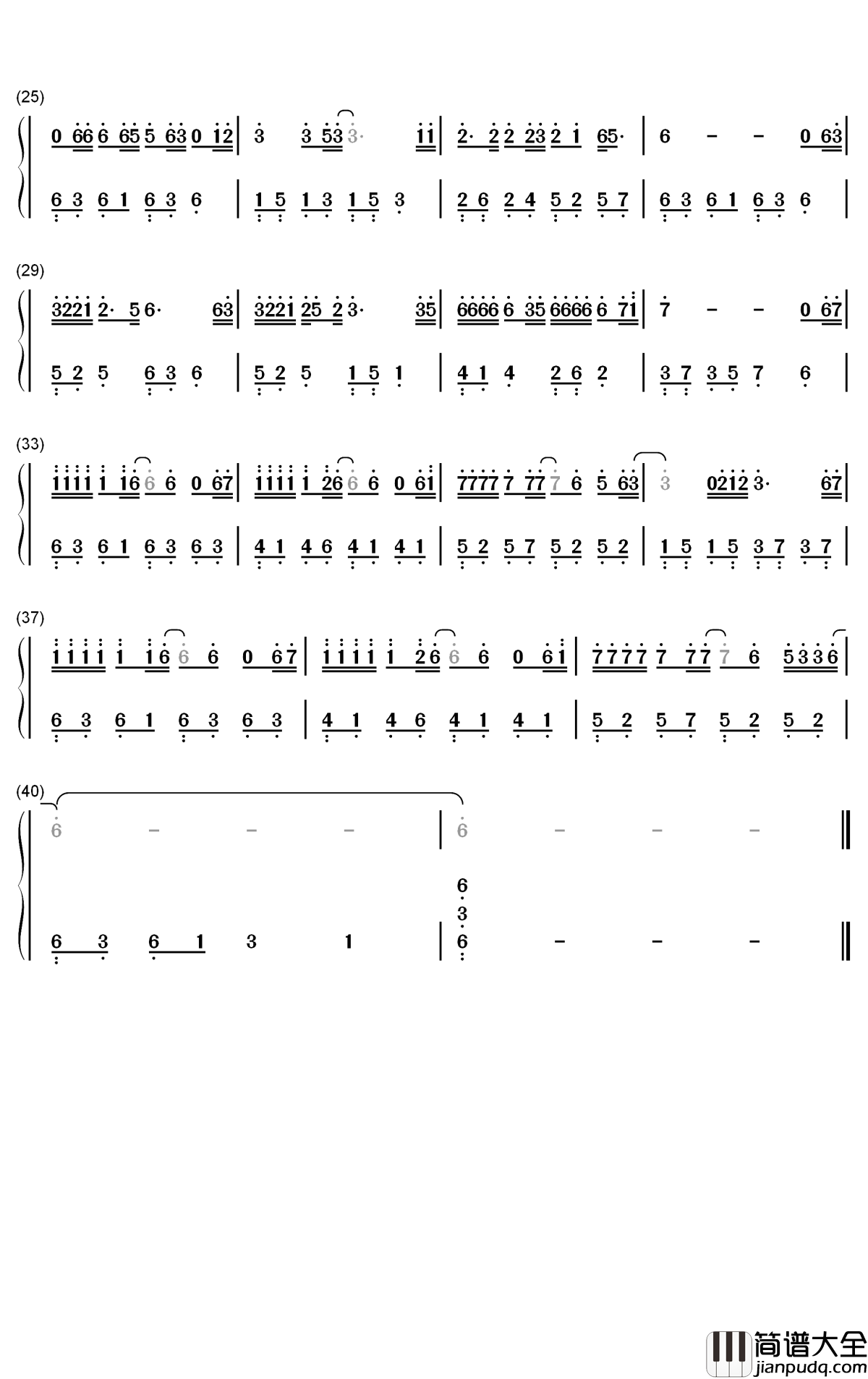 暗里着迷钢琴简谱___数字双手_刘德华