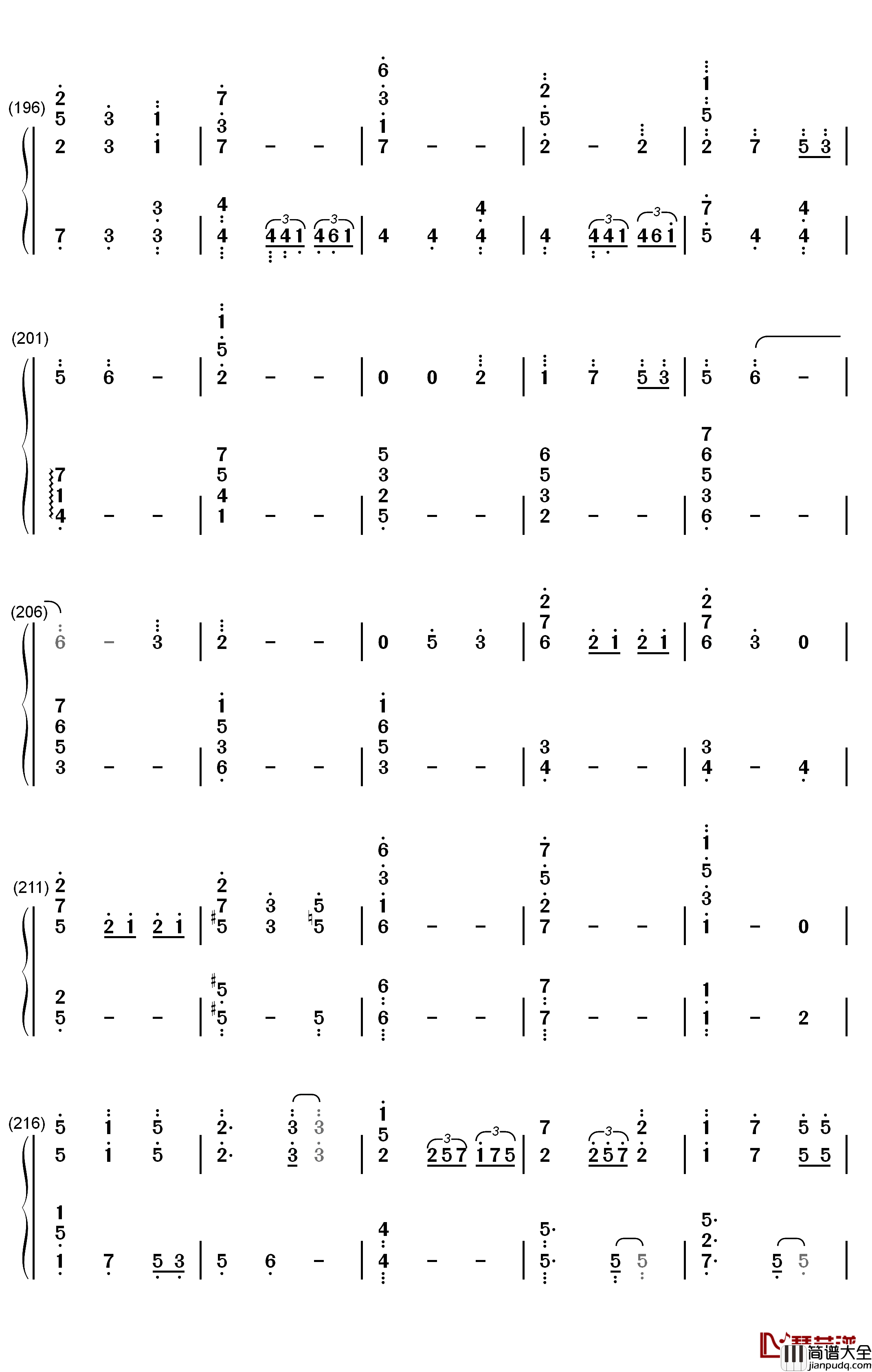 Unlasting钢琴简谱_数字双手_LiSA