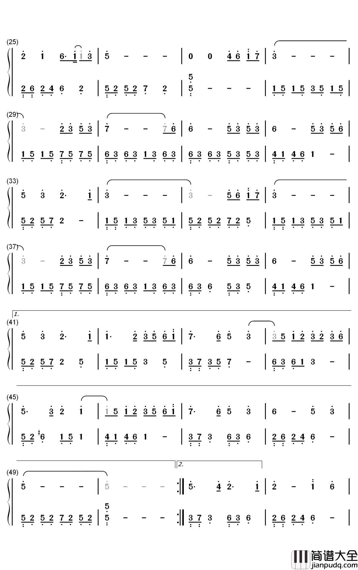 花西子钢琴简谱_数字双手_周深