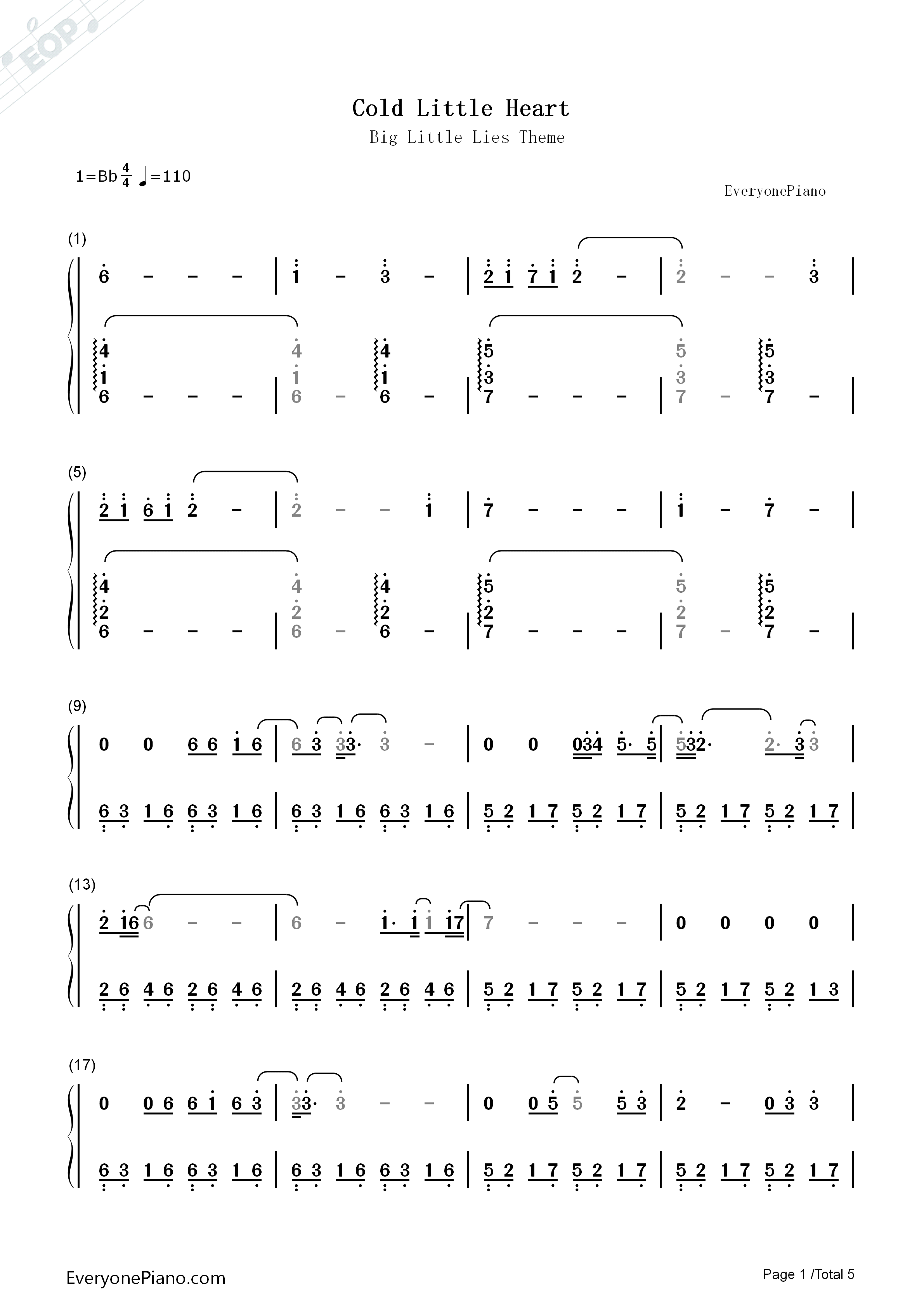 Cold_Little_Heart钢琴简谱_Michael_Kiwanuka演唱